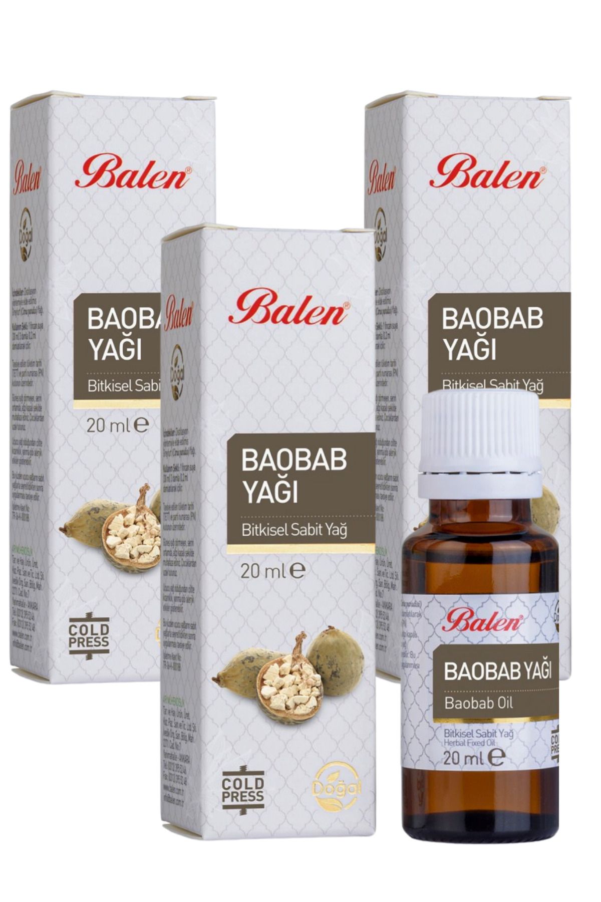 GÜLCE LOKMAN HEKİM AKTAR BALEN BAOBAB YAĞI 3 X 20ML SOĞUK PRES
