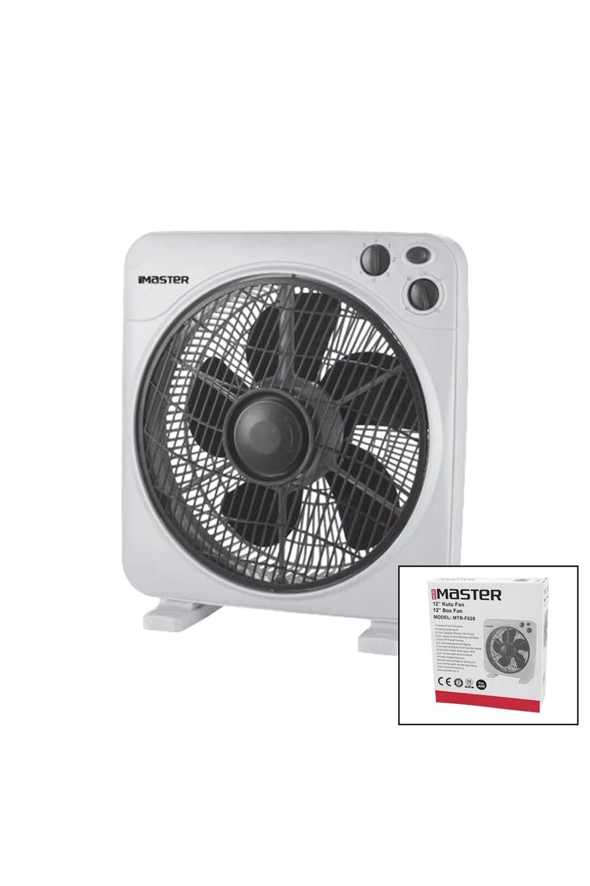 BIGBOYCL 12 İnç Kutu Fan Vantilatör 3 Kademe Hız 5 Plastik Kanat 40W 60Dk.Zaman Ayarlı Mtr-F620