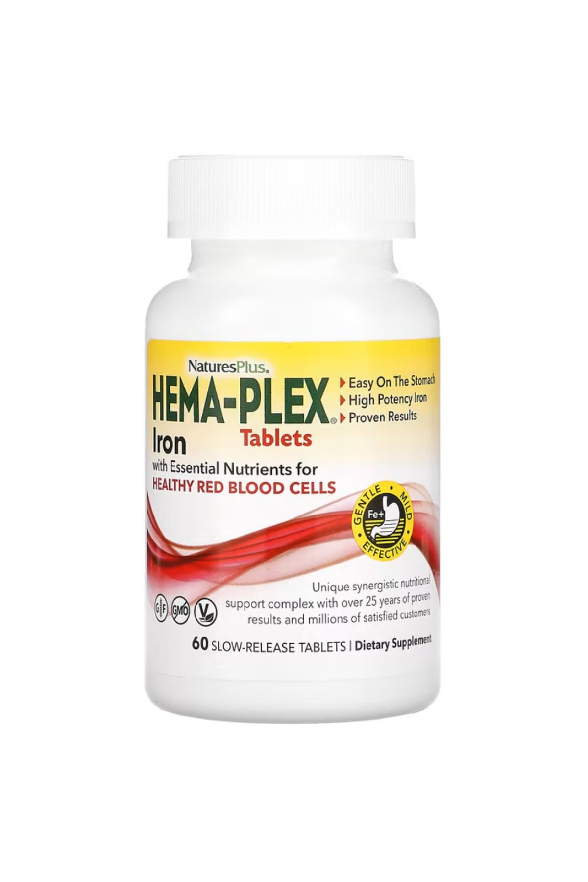 NaturesPlus , Hema-Plex, Iron with Essential Nutrients for Healthy Red Blood Cells , 60 Slow-Release Tablets