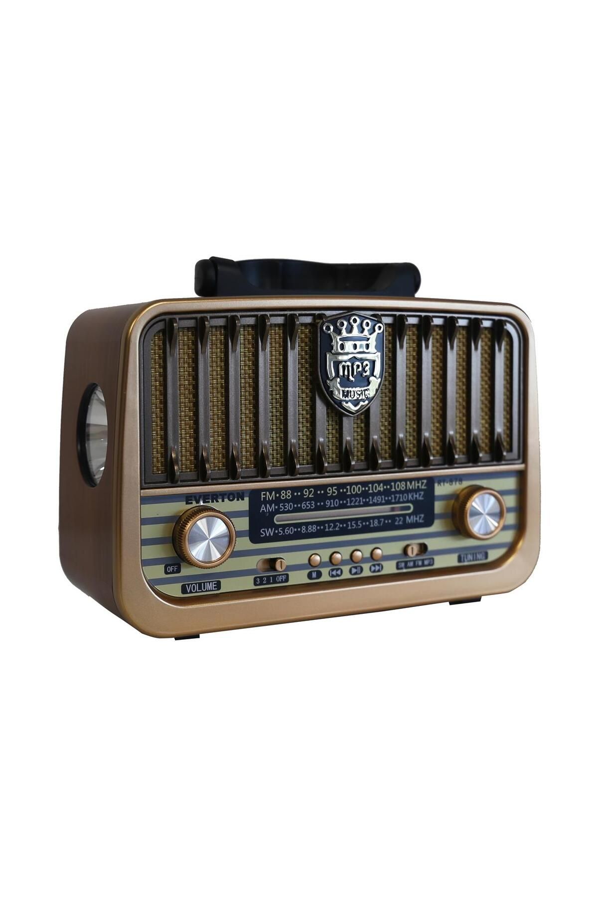 Vobotek Teknoloji Everton Rt-878 Bluetooth (El Feneri) Fm-Usb-Tf-Aux Şarjlı Nostaljik Radyo