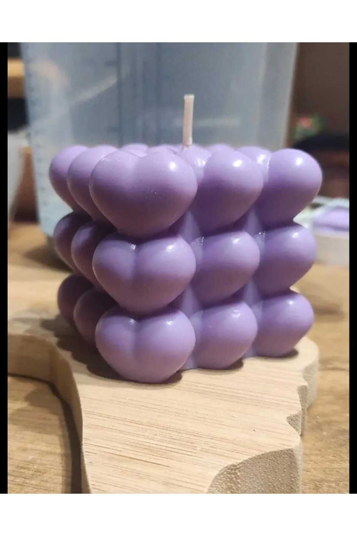 Yaratıcı sanatlar atölyesi Kalpli Doğal Soya Bubble Mum Romantik Kokulu Mum