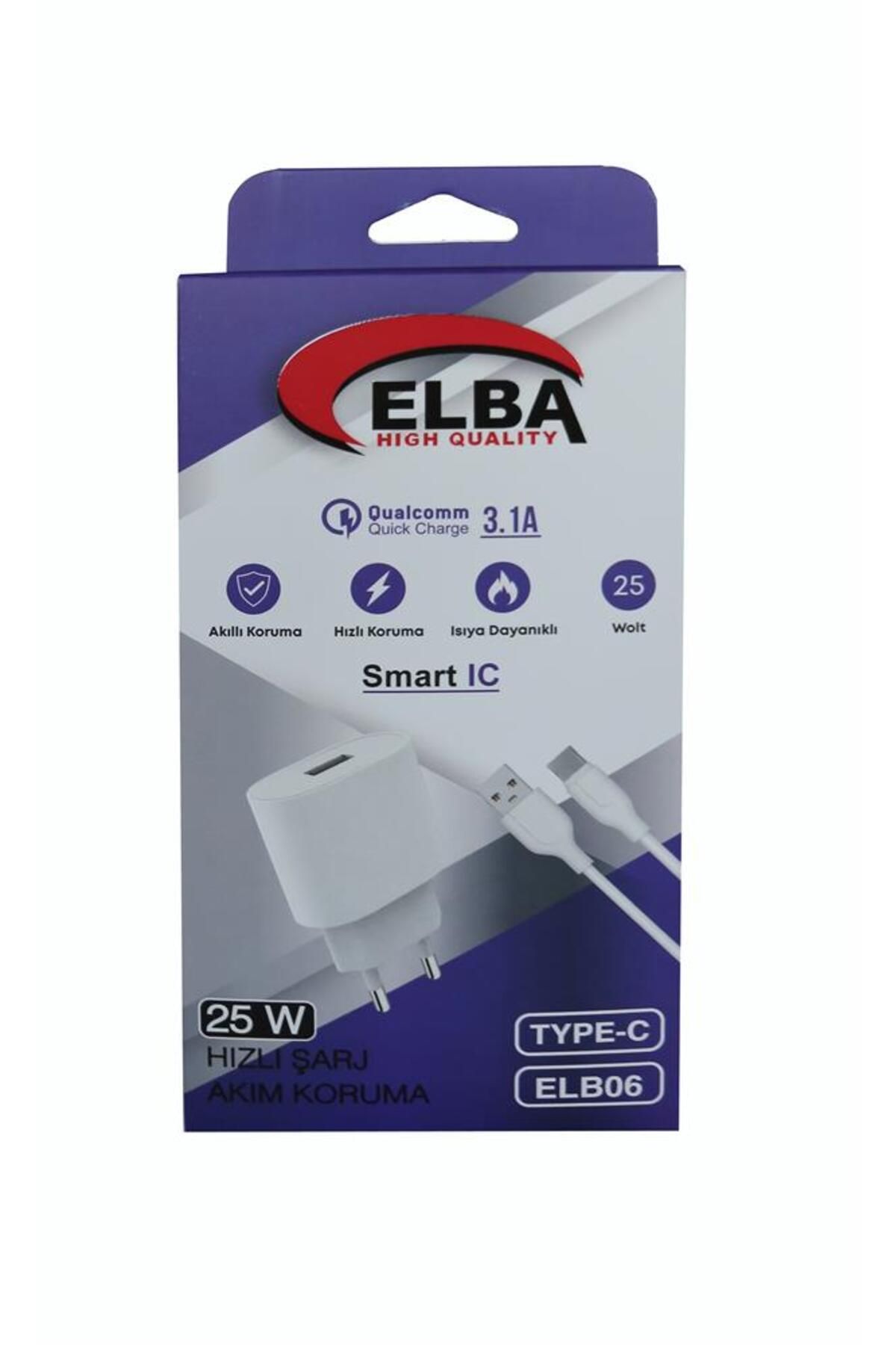 Vobotek Teknoloji Elba ELB06-USB-25WTypc Beyaz Usb 25W Şarj Kafa+1Mt Usb Type-c Kablo QC4.0 (Akım Koruma-Hızlı Şarj)