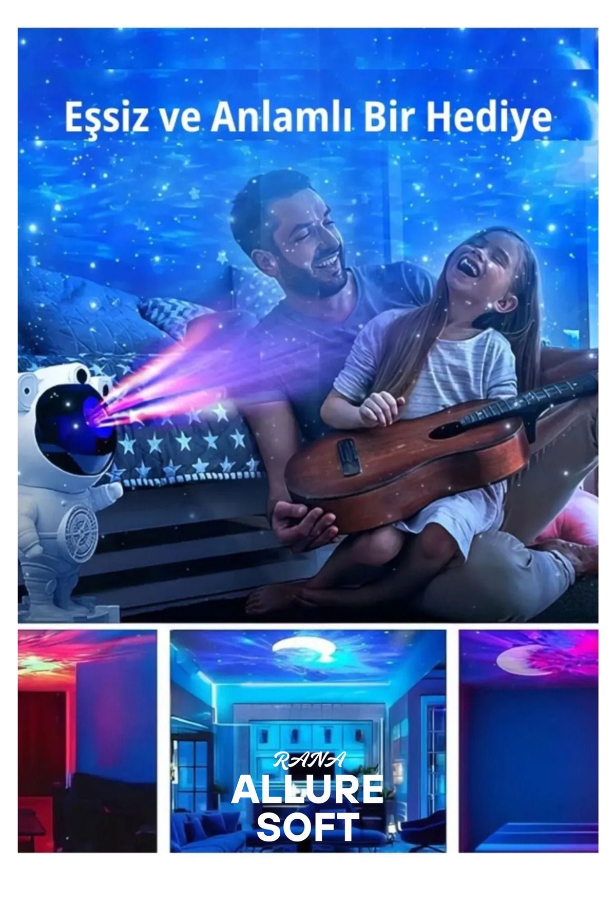 Allure soft Astronot Gece Lambası Bluetooth Müzikli Uzay Temalı Çocuk Odası Işığı