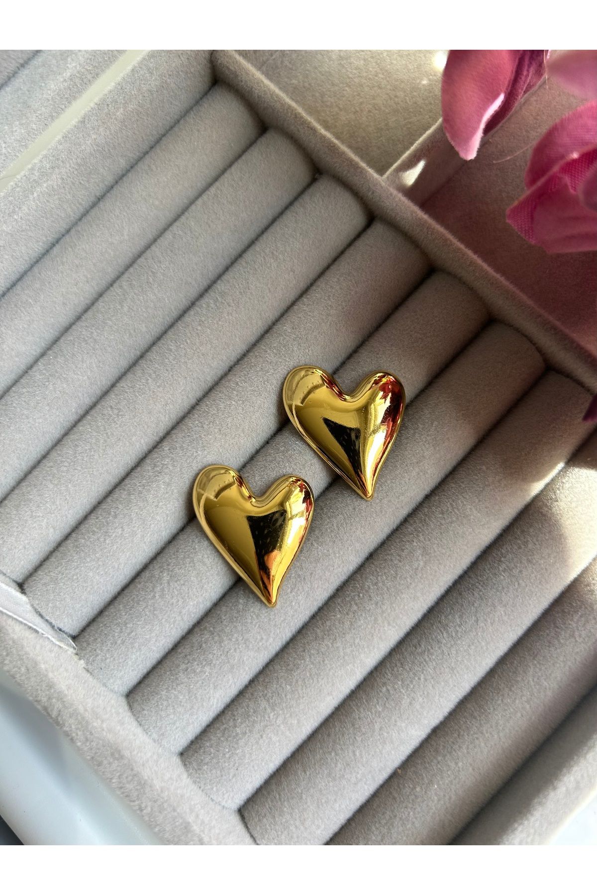 MOONJEWELLERY Çelik Kalp Küpe