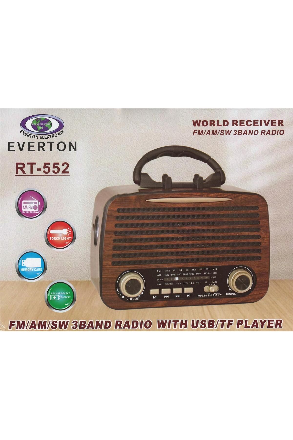 Vobotek Teknoloji Everton Rt-552 Bluetooth Fm-Usb-Tf-Aux Şarjlı Nostaljik Radyo