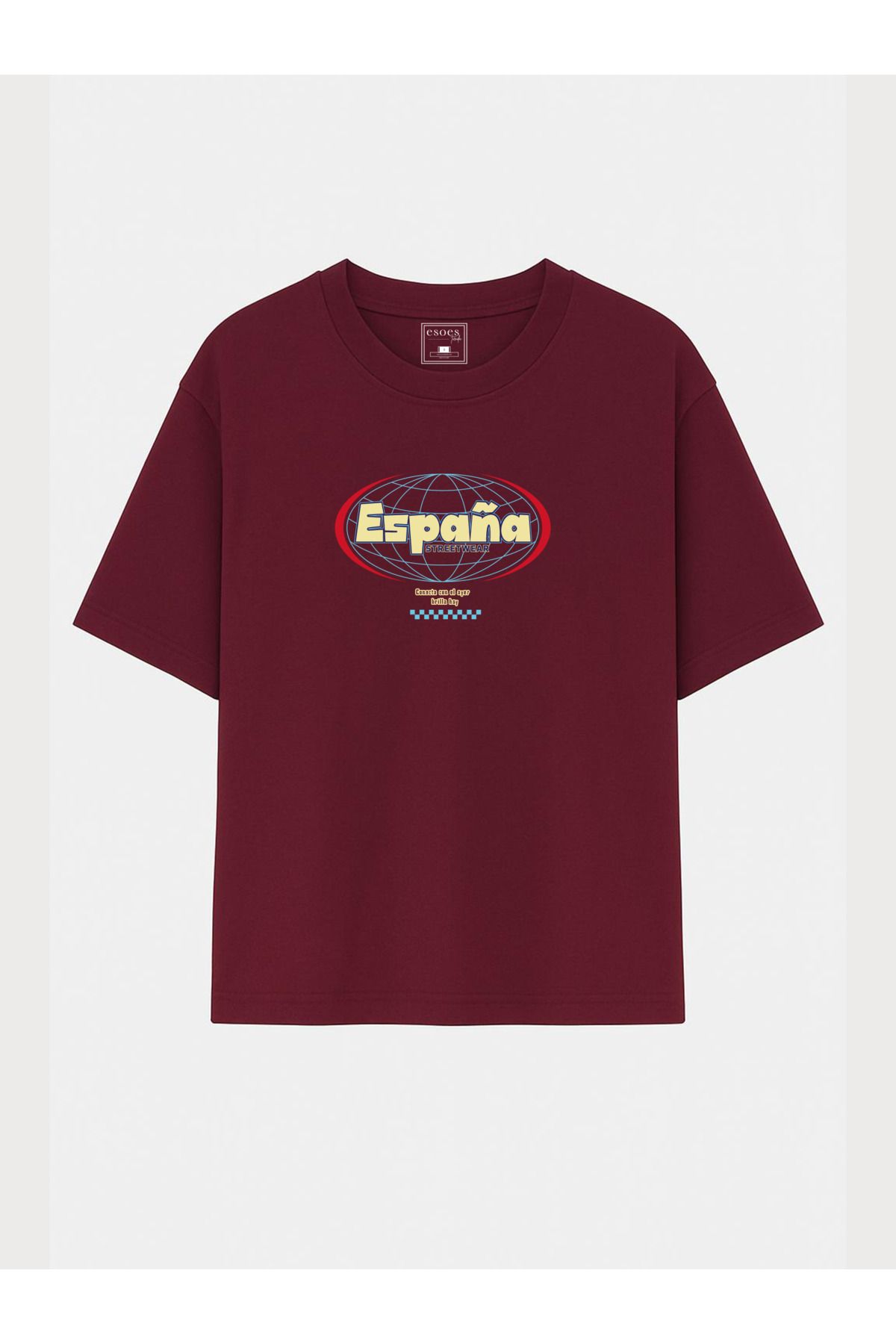 EsoesTienda Kadın Oversize España Streetwear Baskılı Ense Detaylı Pamuklu Tişört