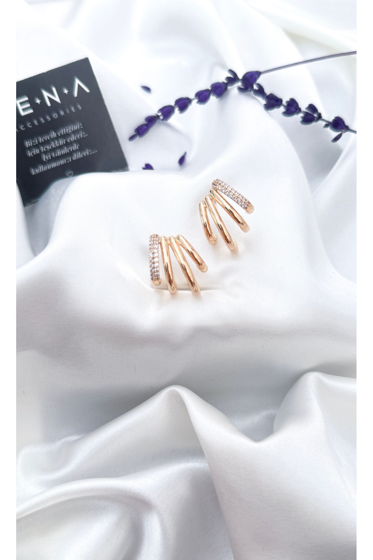 ZENA ACCESSORİES Freya Zirkon Taşlı Rose Küpe