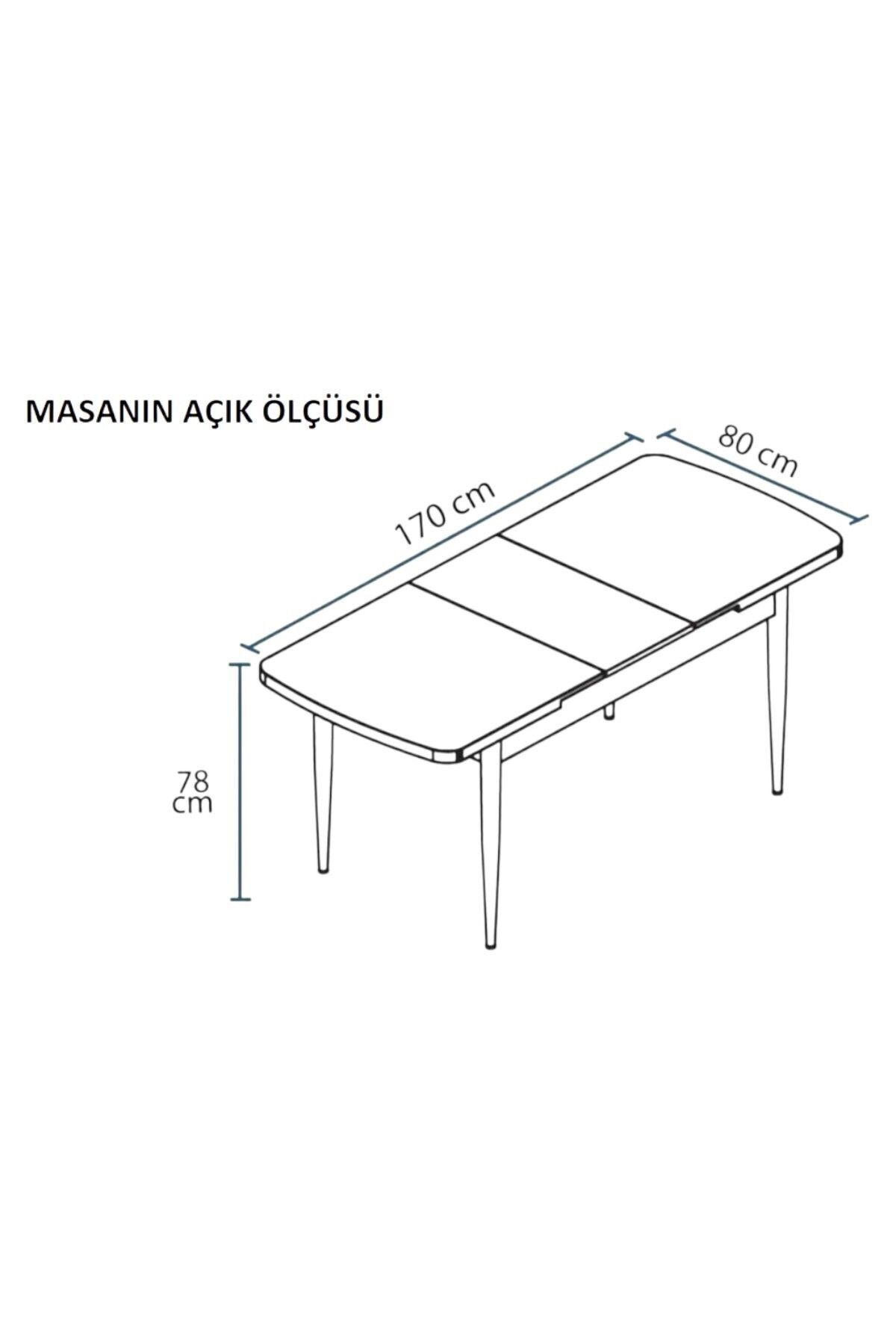 Monera Ceviz 80 x 132 Açılabilen MDF Masa Metal Ayaklı Mutfak Masası Takımı 4 Lacivert Sandalye-2