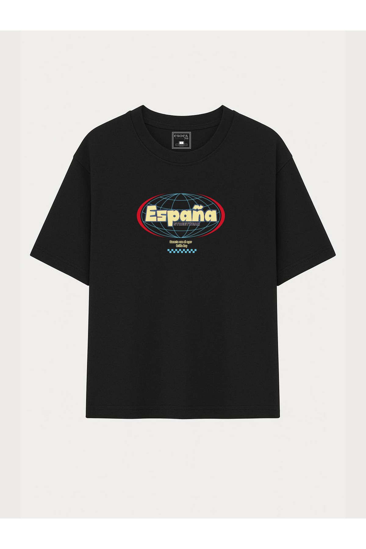 EsoesTienda Kadın Oversize España Streetwear Baskılı Ense Detaylı Pamuklu Tişört