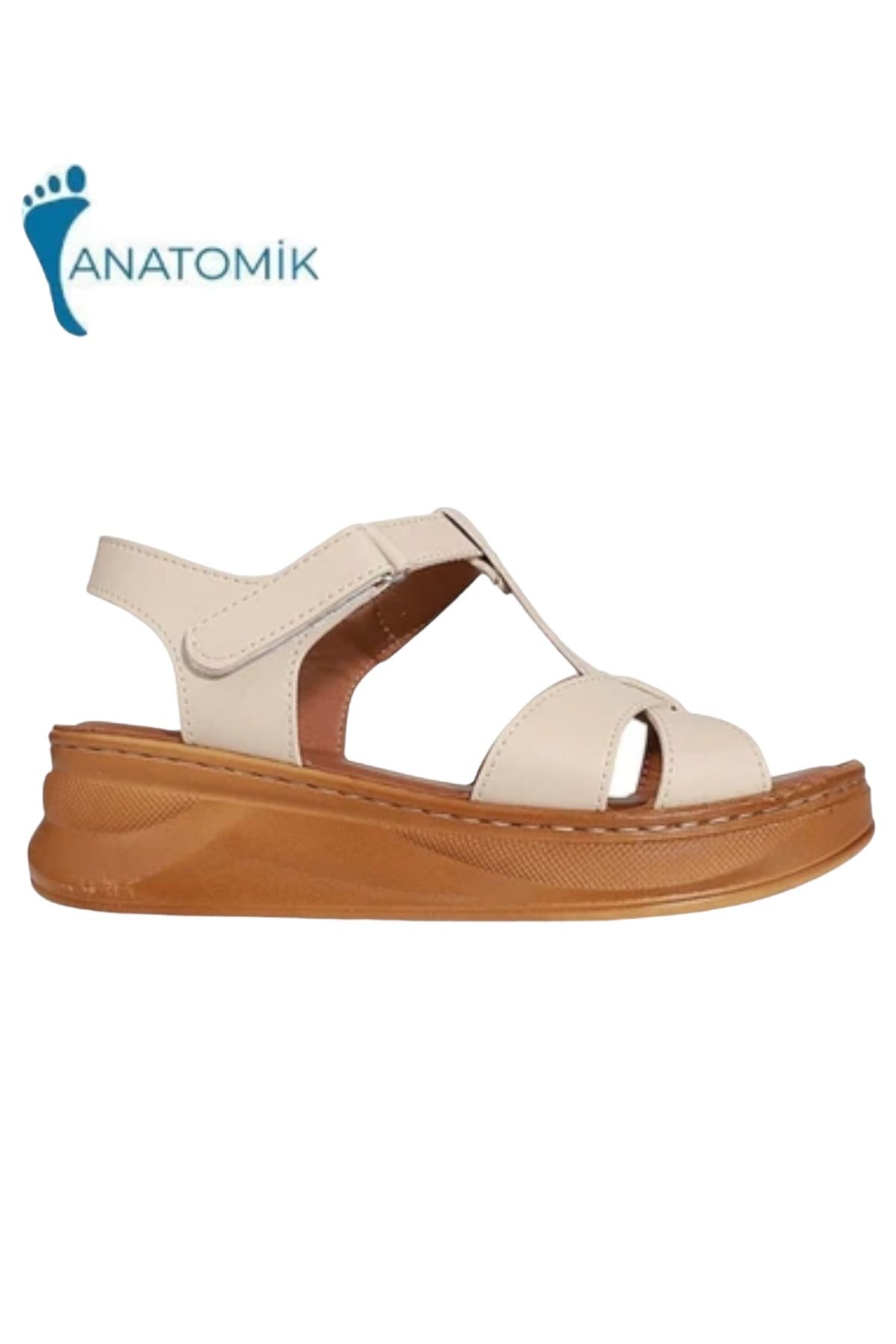 Y&D Shoes Kadın Ortopedik Günlük Sandalet – Bej & Siyah Renk Seçenekli – Rahat Cırt Cırtlı Yazlık Ayakkabı