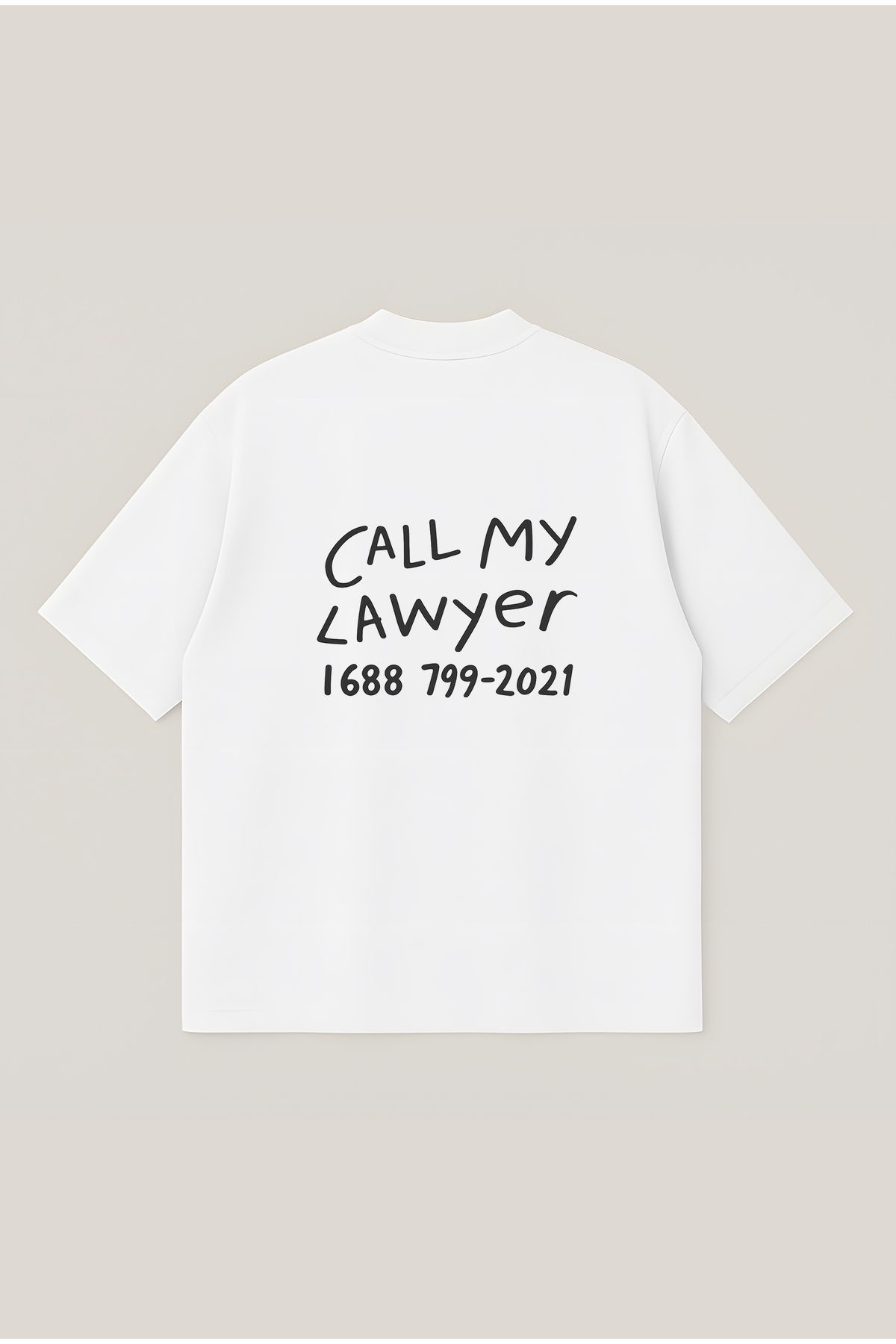 Moon Dancer Call My Lowyer Unisex %100 Organik Pamuklu Kalın Dokulu Oversize Bisiklet Yakalı T-shirt