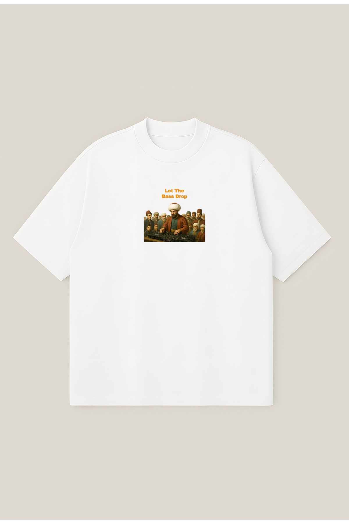 Moon Dancer Let The Bass Unisex %100 Organik Pamuklu Kalın Dokulu Oversize Bisiklet Yakalı T-shirt