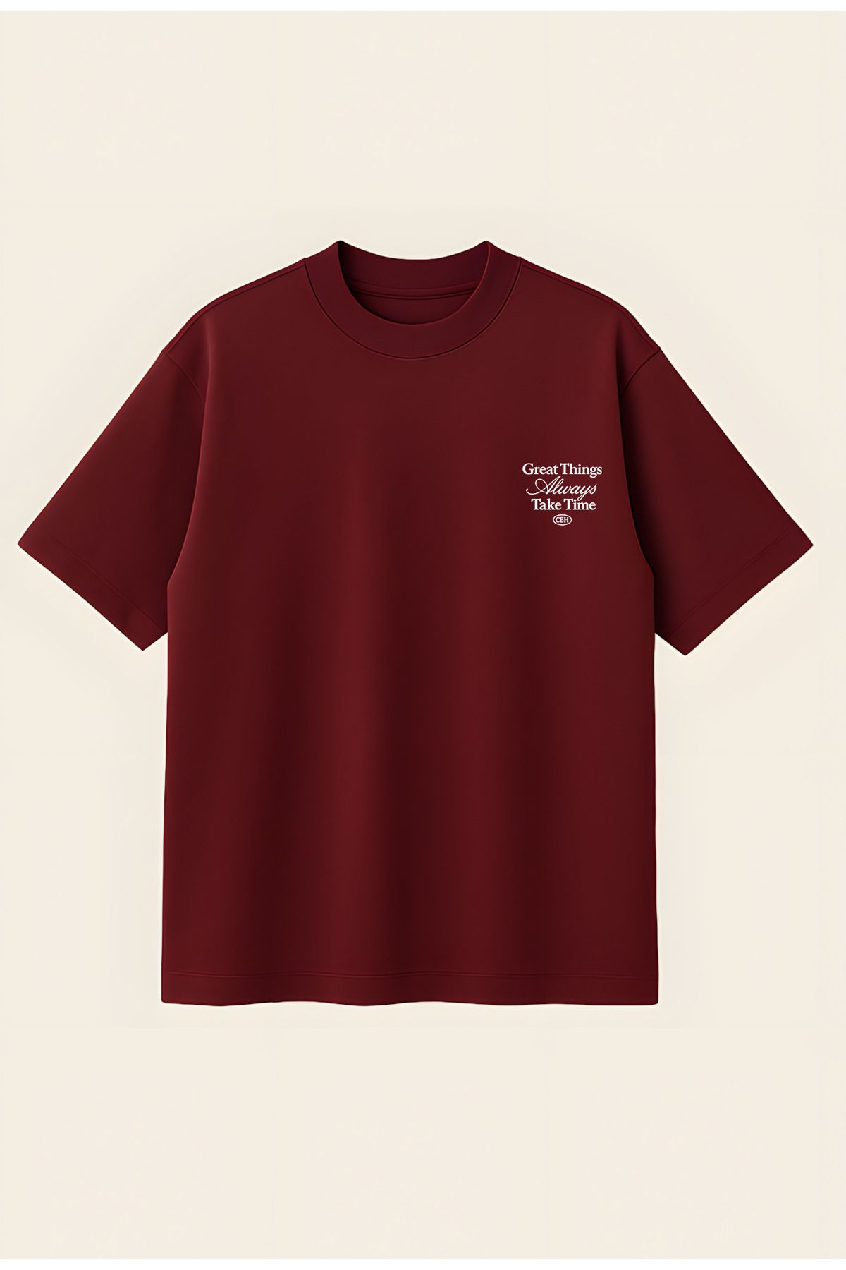 Moon Dancer Great Things Unisex %100 Organik Pamuklu Kalın Dokulu Oversize Bisiklet Yakalı T-shirt