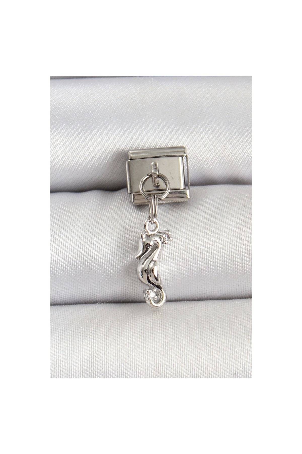Marsilyan 316L Çelik Gümüş Renk Deniz Atı Model Nomination Charm - TJ-BC1517