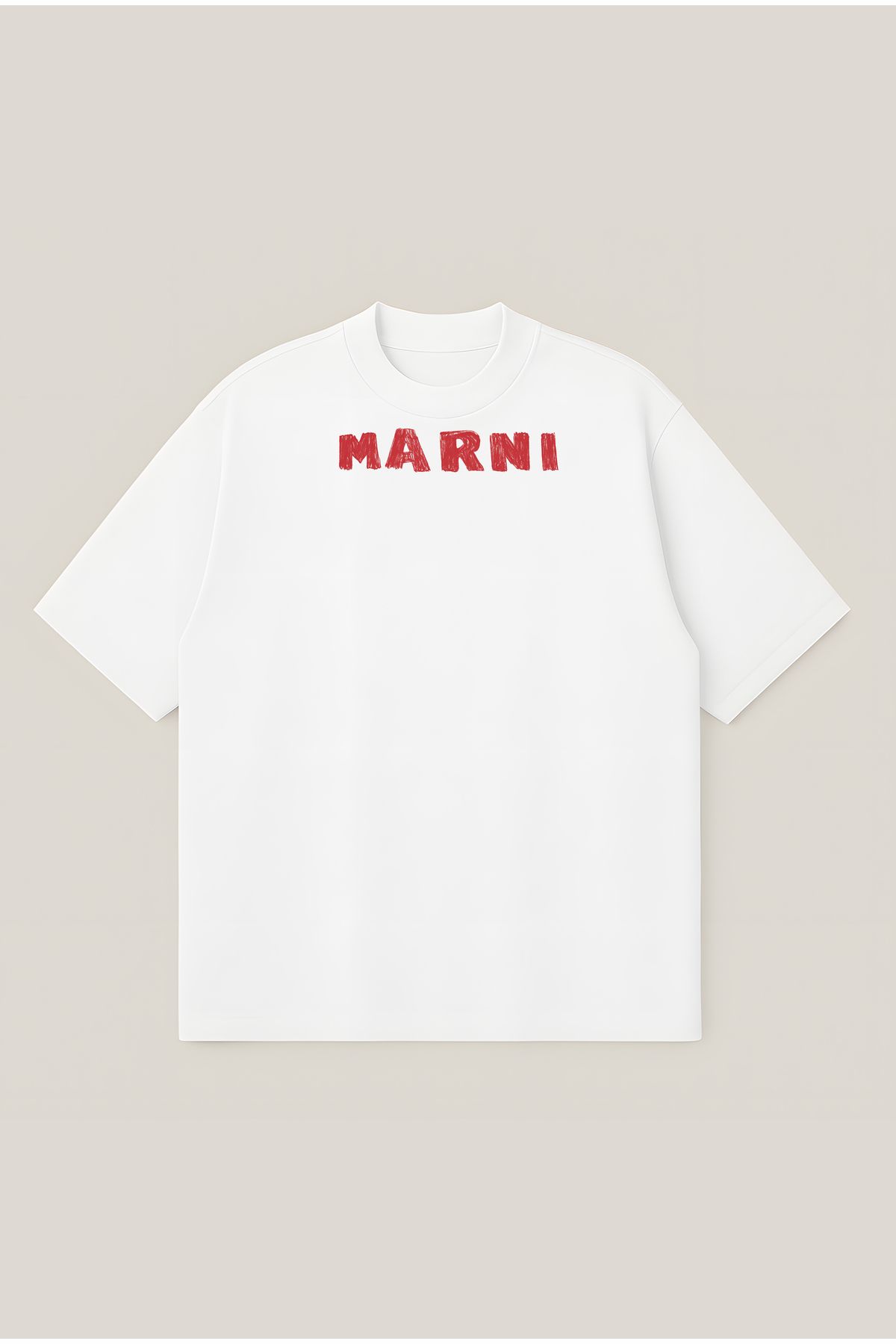 Moon Dancer MARNİ Unisex %100 Organik Pamuklu Kalın Dokulu Oversize Bisiklet Yakalı T-shirt
