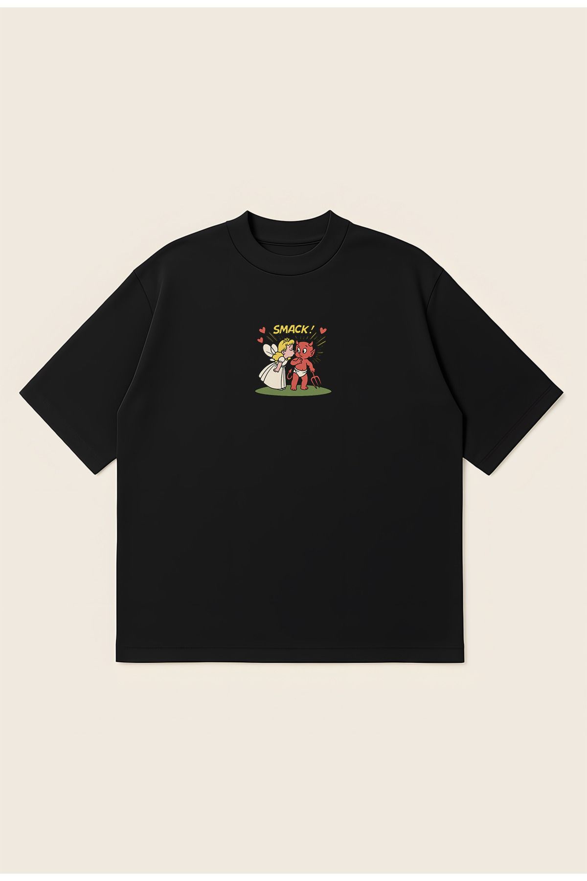 Moon Dancer Bad Boys Unisex %100 Organik Pamuklu Kalın Dokulu Oversize Bisiklet Yakalı T-shirt