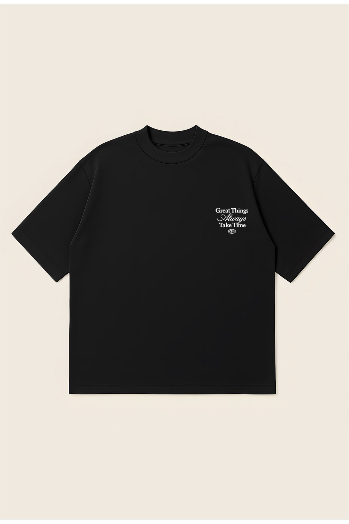 Moon Dancer Great Things Unisex %100 Organik Pamuklu Kalın Dokulu Oversize Bisiklet Yakalı T-shirt