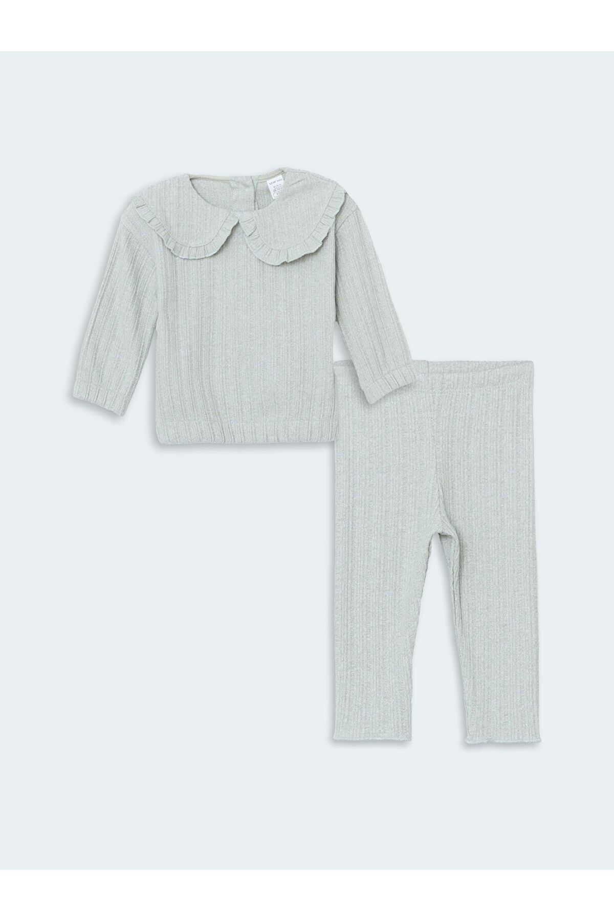 LC Waikiki Bebe Yaka Kız Bebek Sweatshirt ve Tayt 2'li Takım