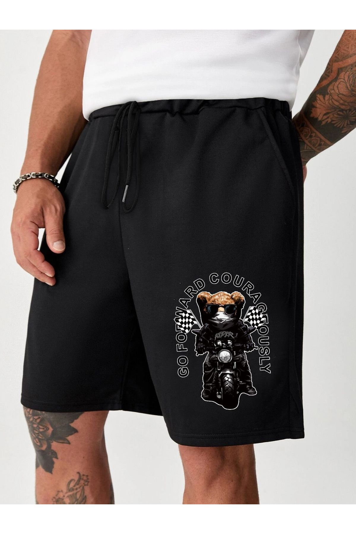 ModaSphere Unisex Bear Baskılı Şort