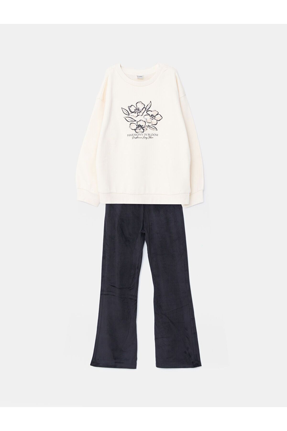 LC Waikiki Bisiklet Yaka Kız Çocuk Kalın Sweatshirt ve Tayt