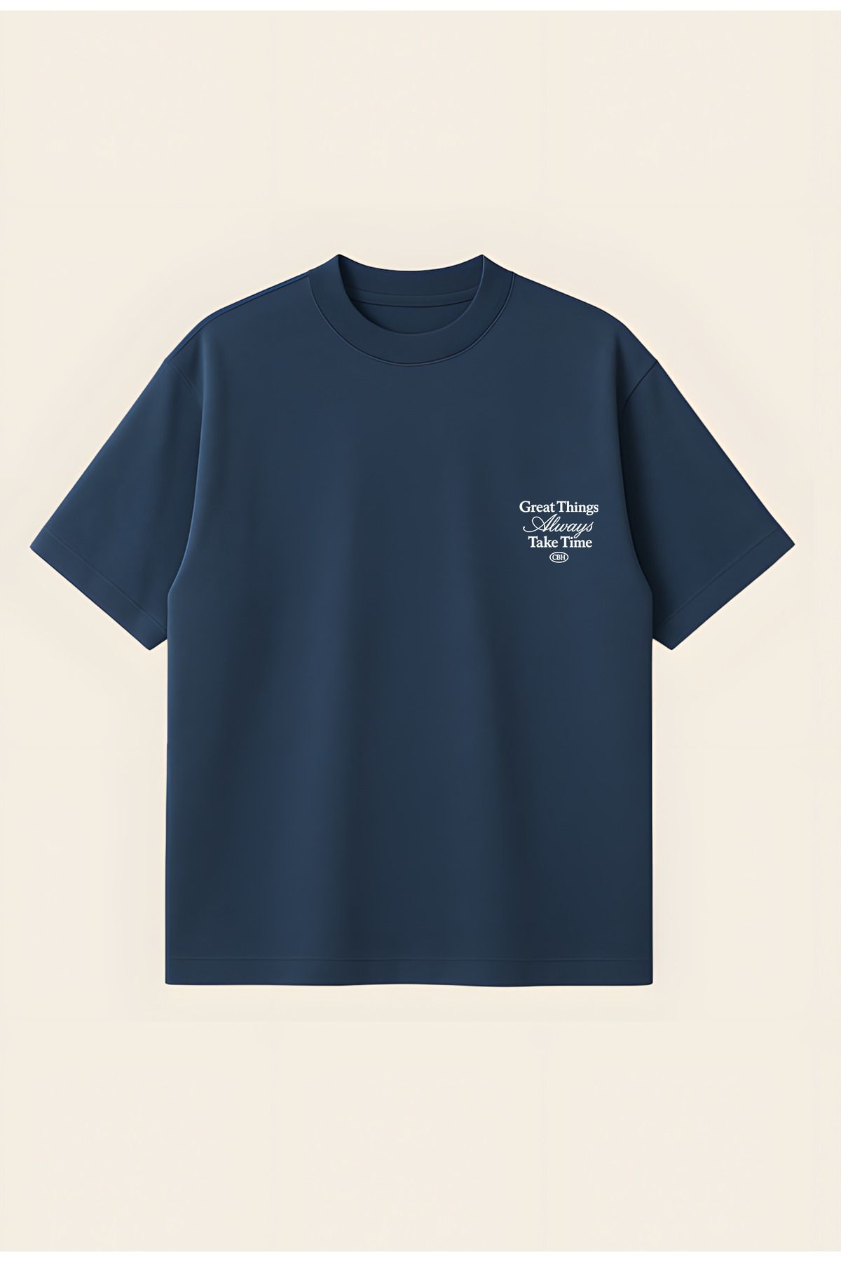 Moon Dancer Great Things Unisex %100 Organik Pamuklu Kalın Dokulu Oversize Bisiklet Yakalı T-shirt