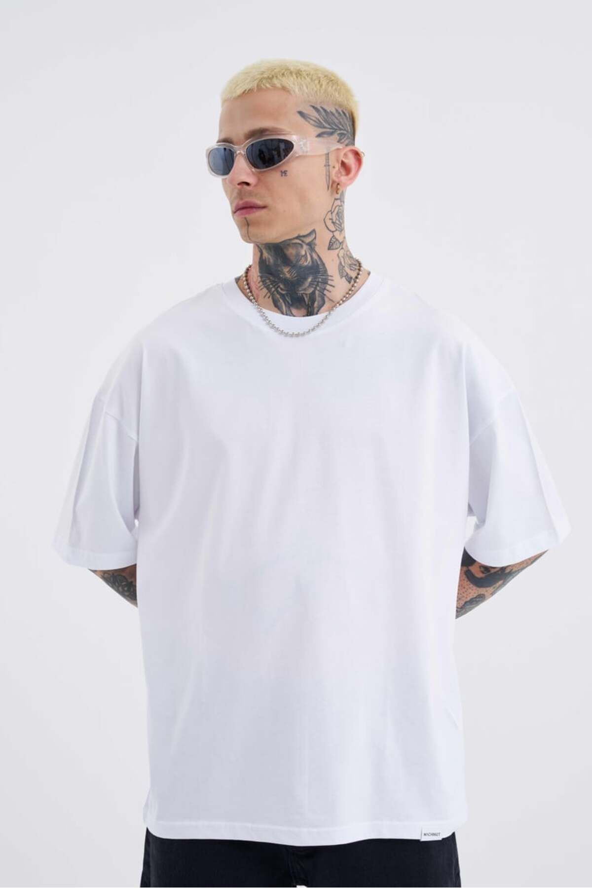 RODEZ Beyaz Basic Pamuklu Oversize Tshirt
