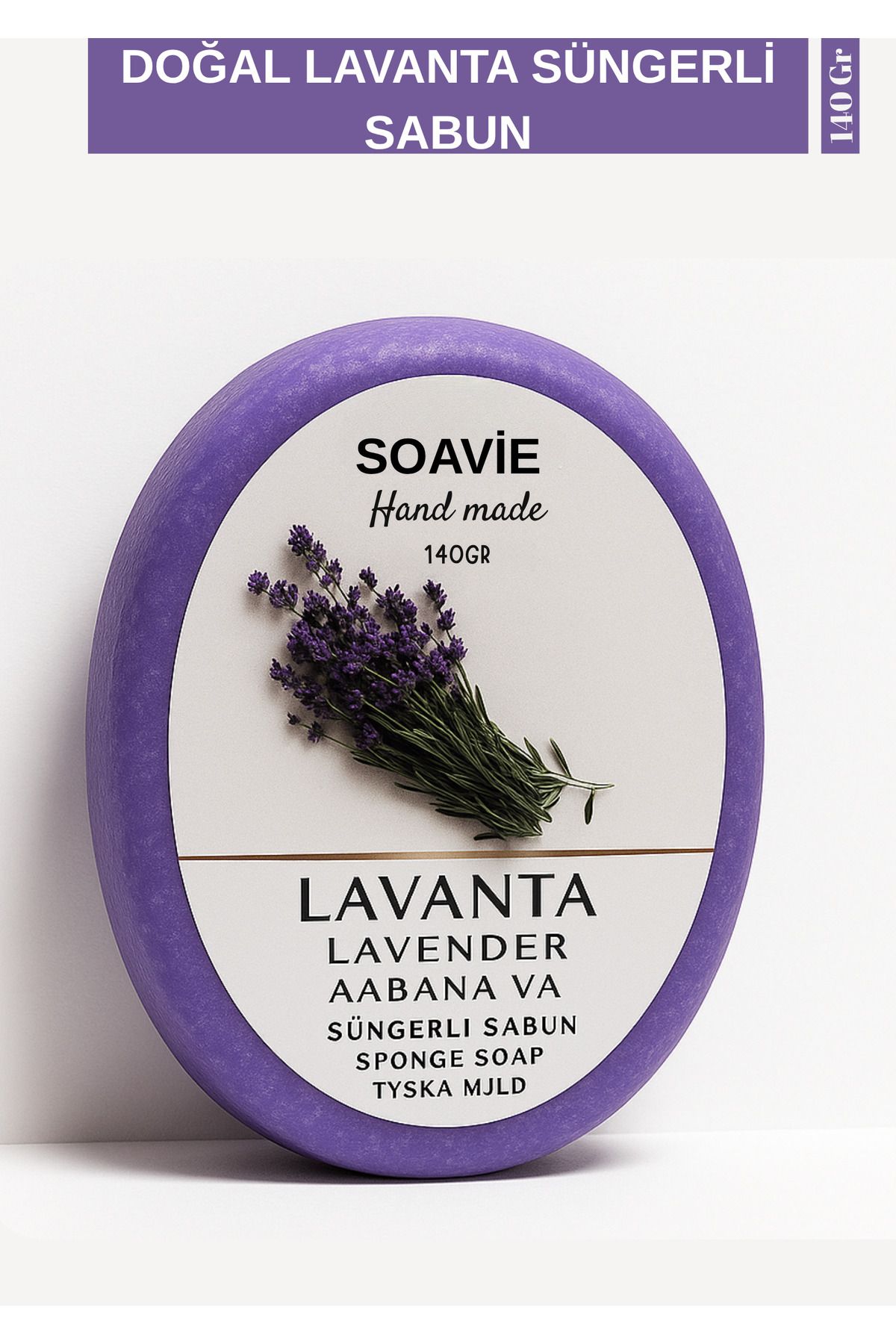 SOAVİE Lavanta Özlü (BATIK VE ÇİLEK BACAK ONARIMINA YARDIMCI) Doğal Süngerli Sabun 140 gr