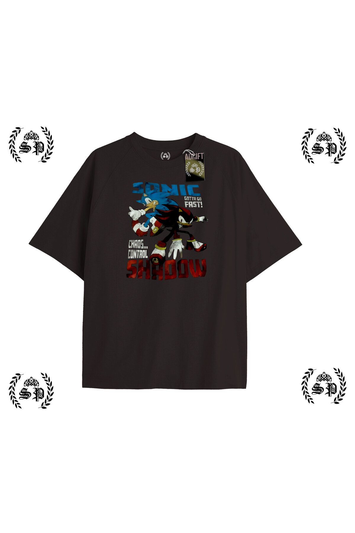 Tarzsokak Y2k SonICc Baskılı Siyah T-shirt