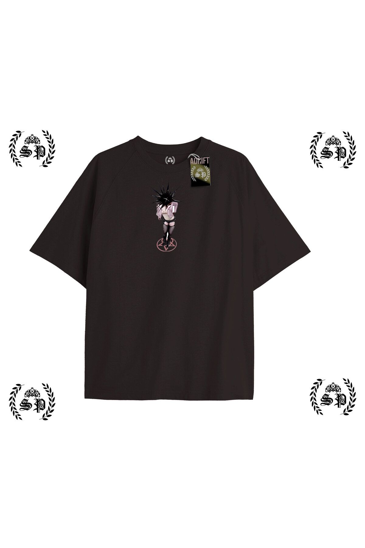 Tarzsokak Y2k Liluzi Baskılı Siyah T-shirt