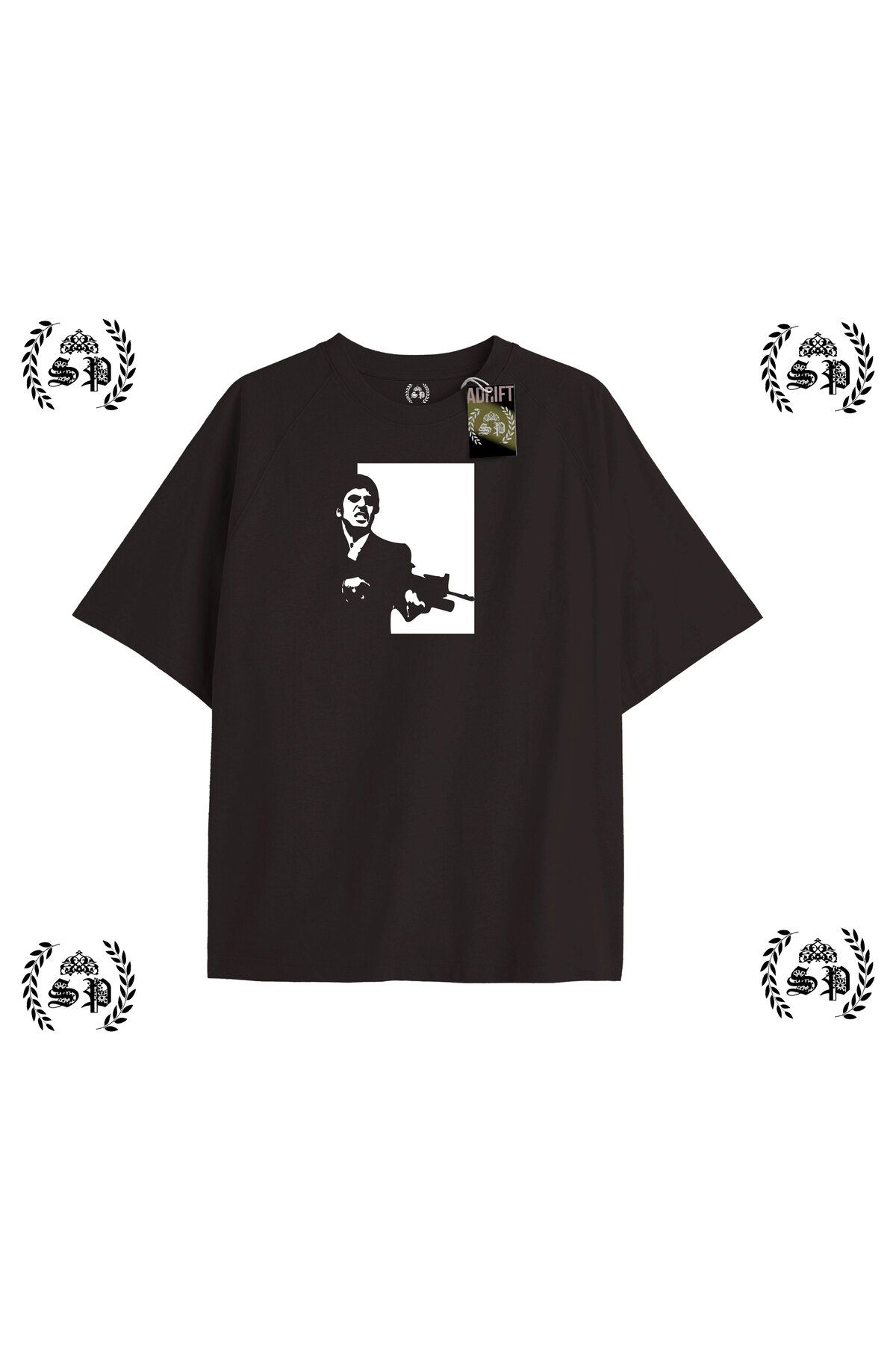 Tarzsokak Y2k YaralıYüz Baskılı Siyah T-shirt