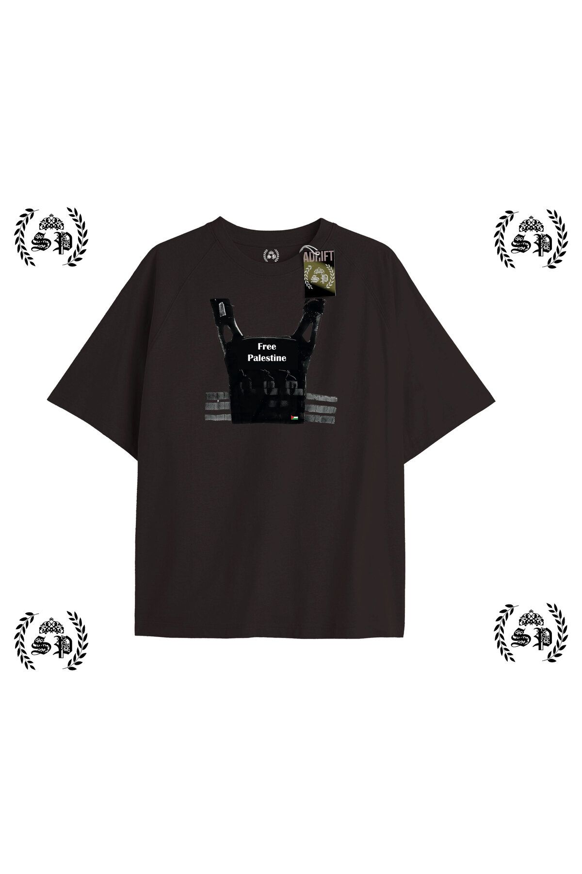 Tarzsokak Y2k Filistin Baskılı Siyah T-shirt
