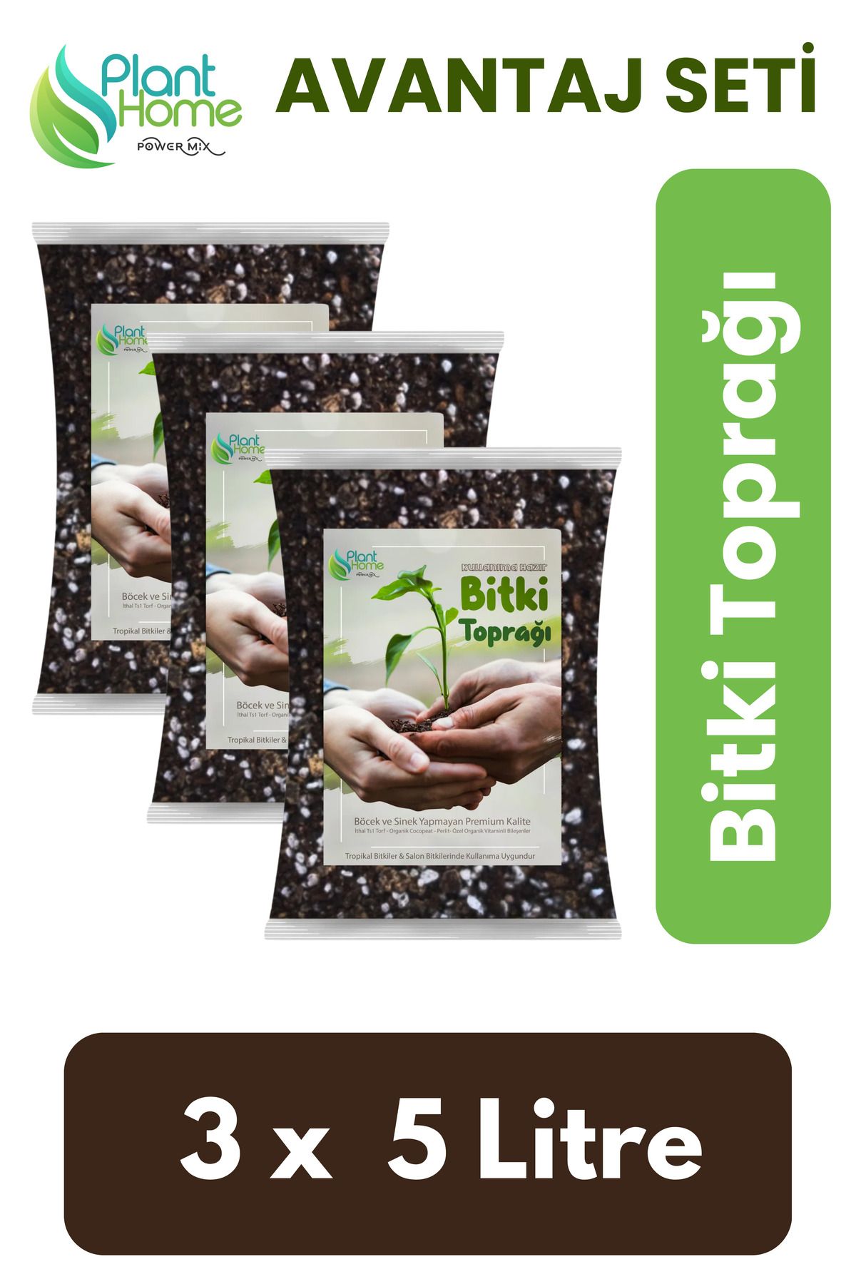 Plant Home Power Mix 15 Litre Premium Bitki Toprağı - Böcek Sinek Yapmayan Karışım