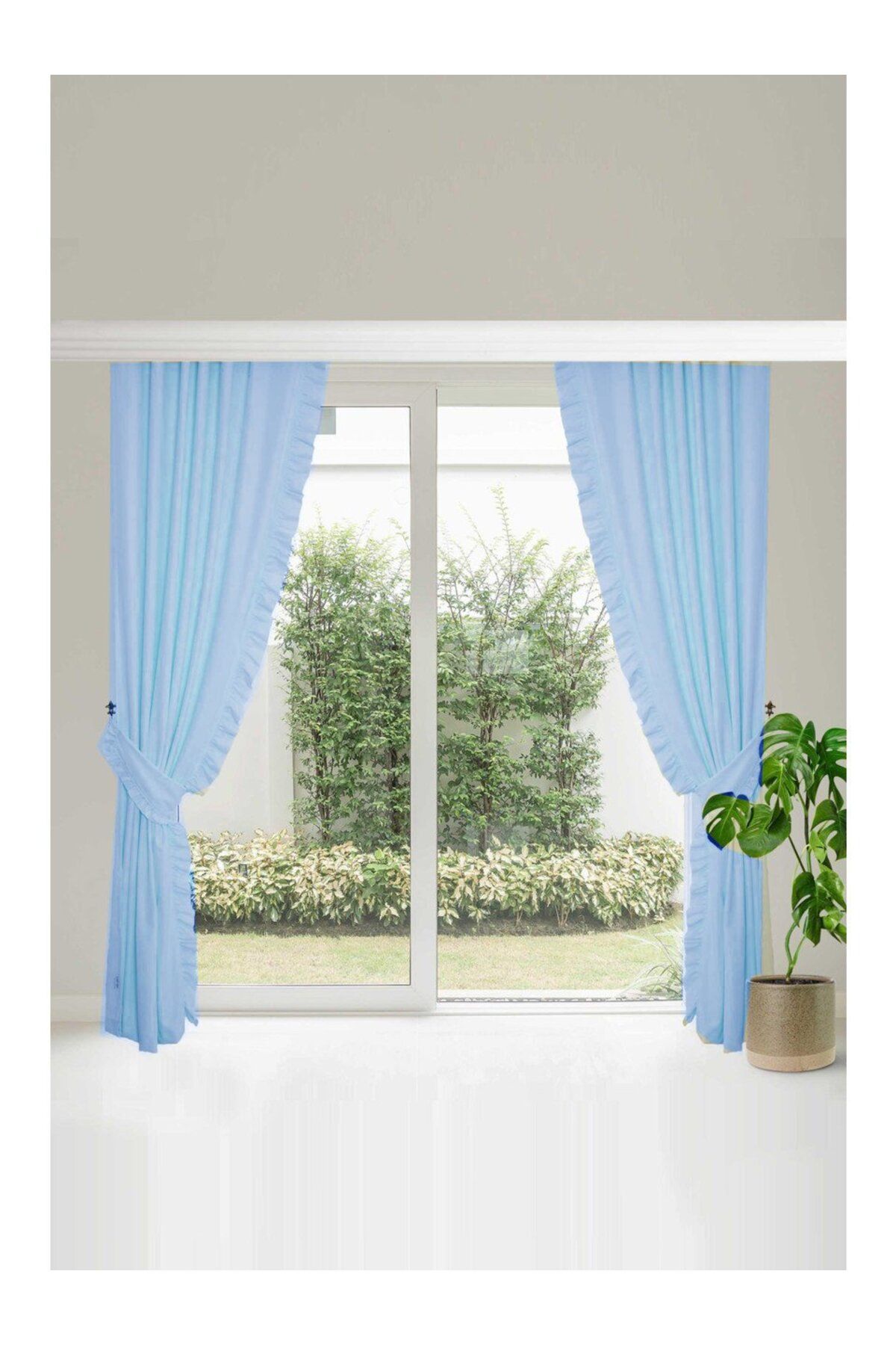 Sister Home Design Fırfırlı Vintage Kadifemsi Dertsiz Pamuk Keten Perde (En x Boy) - Tek Kanat