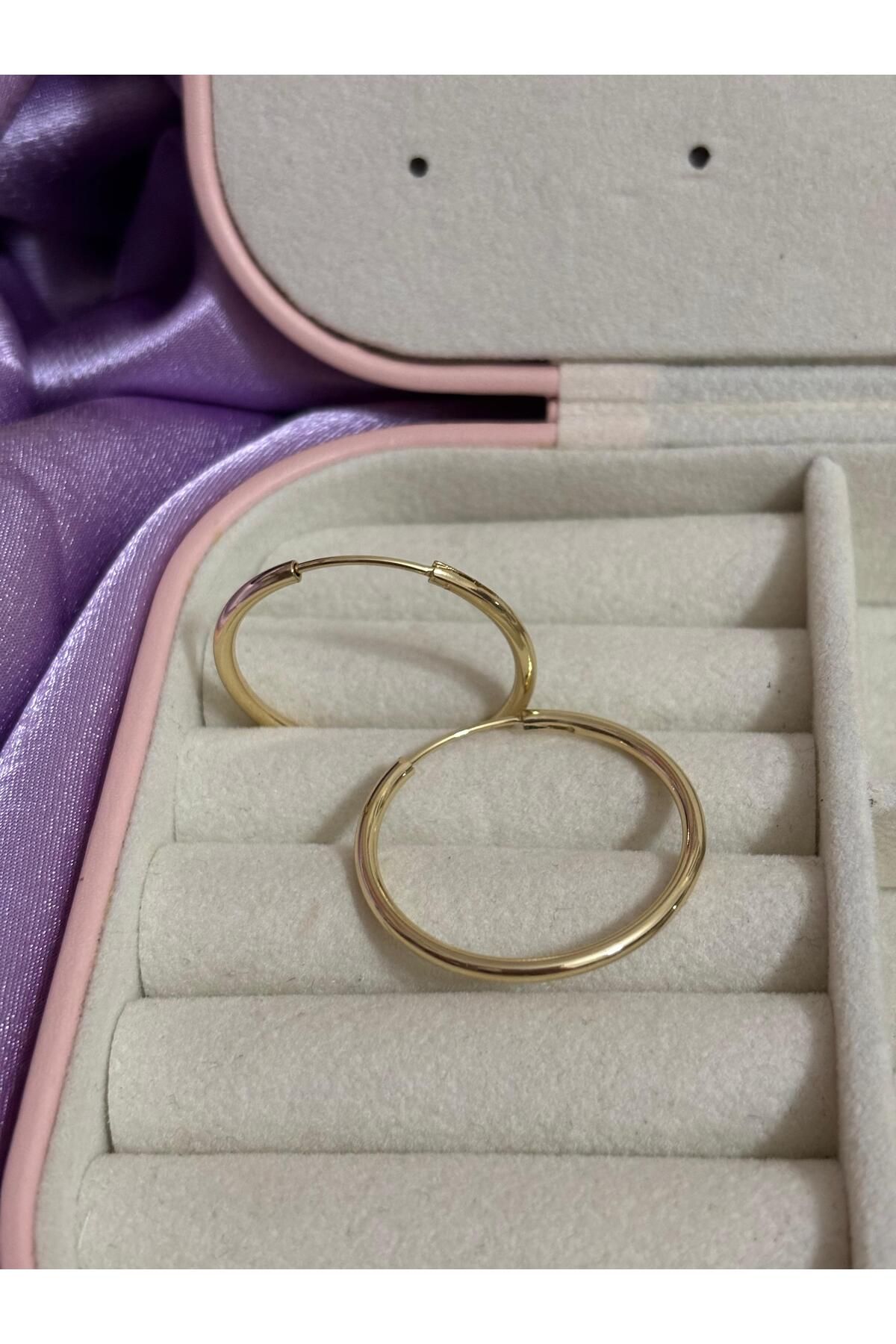 Akiha Aksesuar İNCE HALKA MODEL GOLD XUPİNG KÜPE