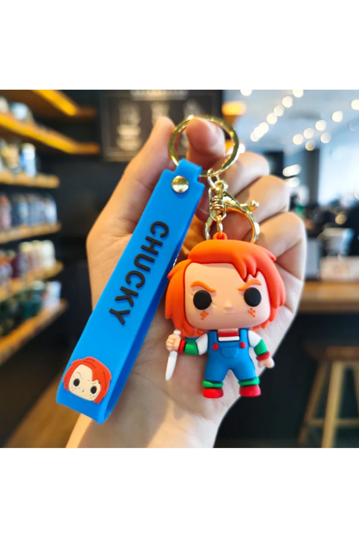 Bizde Ne Yok ki Fnaf Korku Filmi Karikatür Chucky Leatherface Bebek Anahtarlık Llaveros 3D Lüks Boy