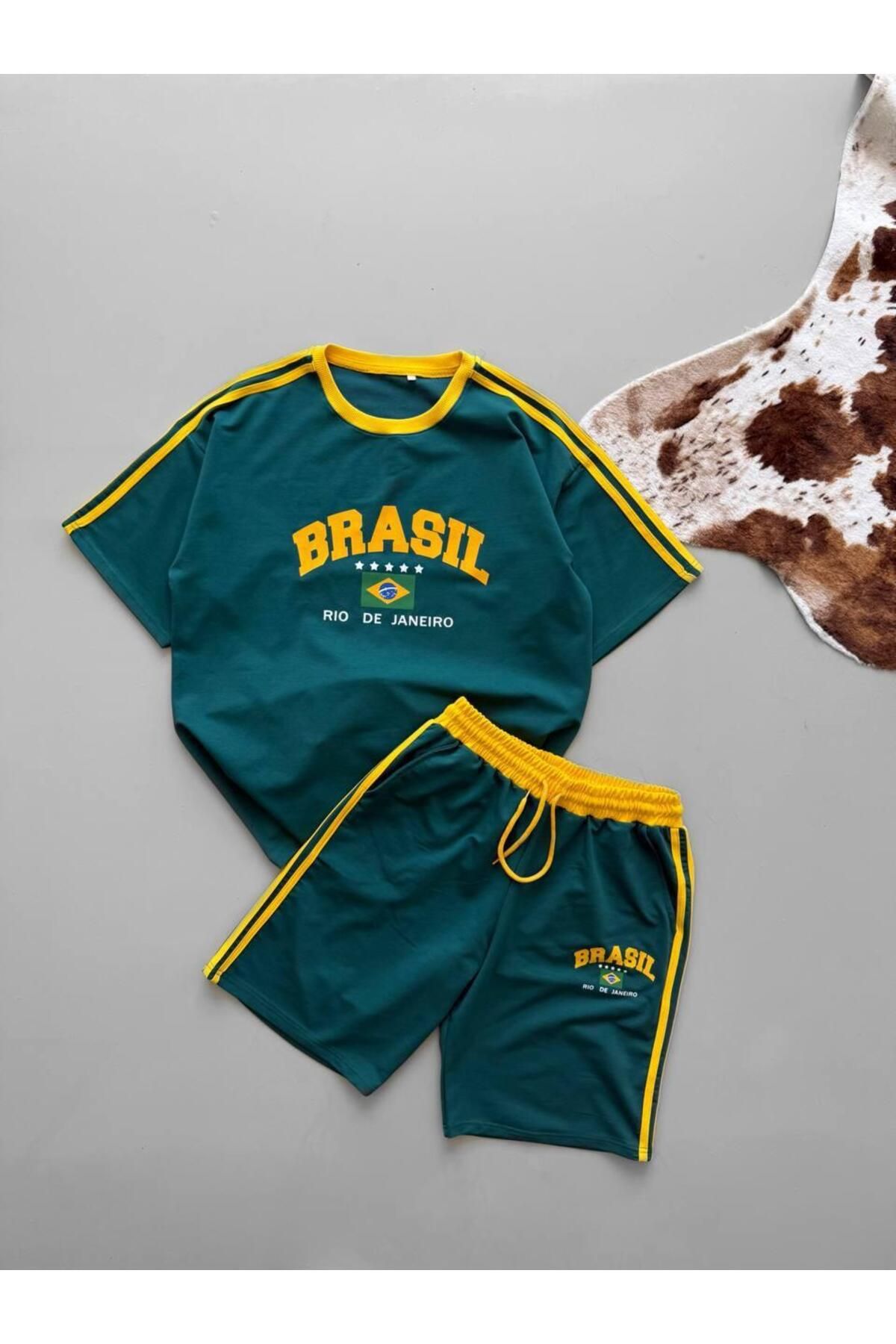 ozcelf Brasıl Şort T-Shirt Unisex Oversize Takım