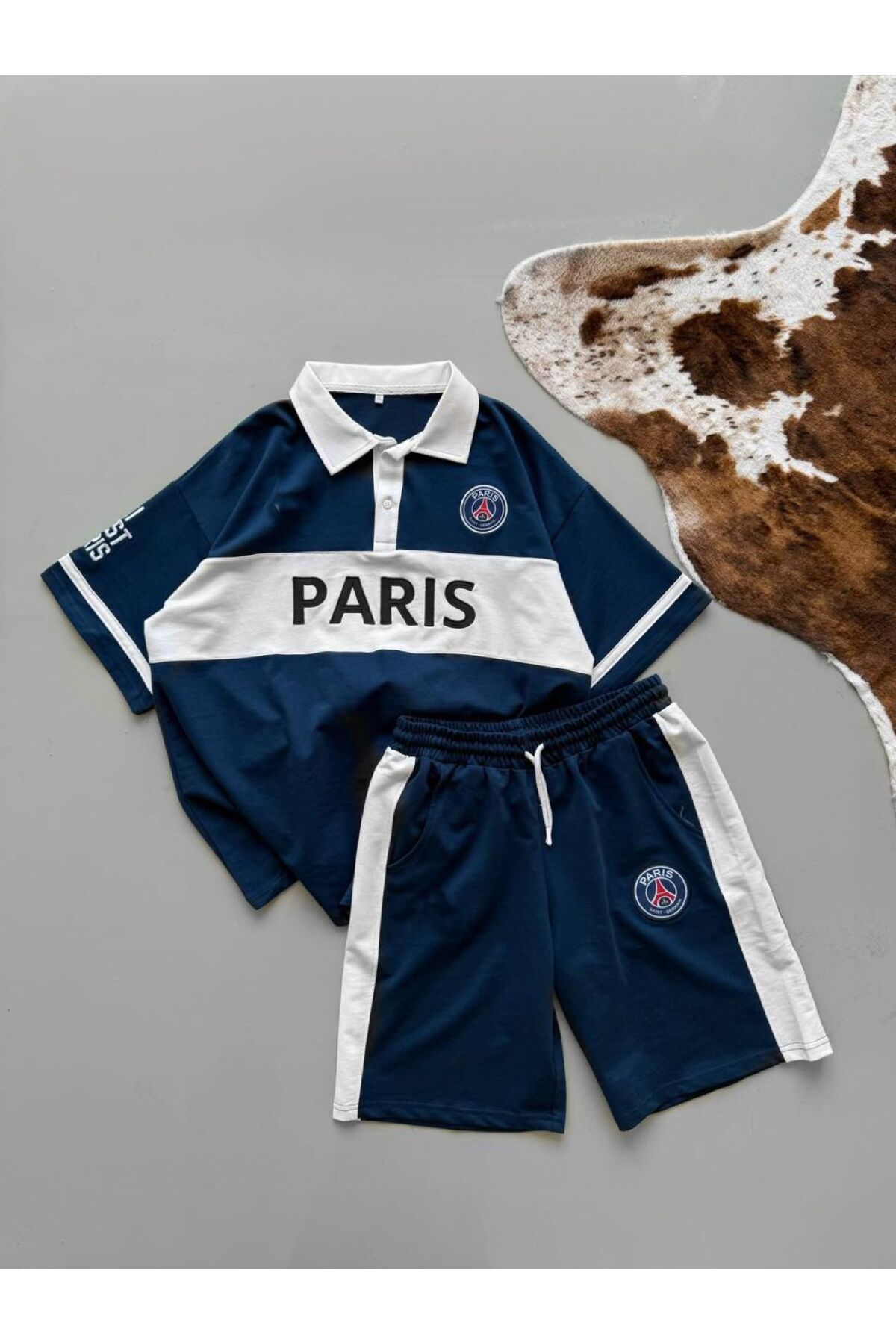 ozcelf PSG Şort T-Shirt Unisex Oversize Takım
