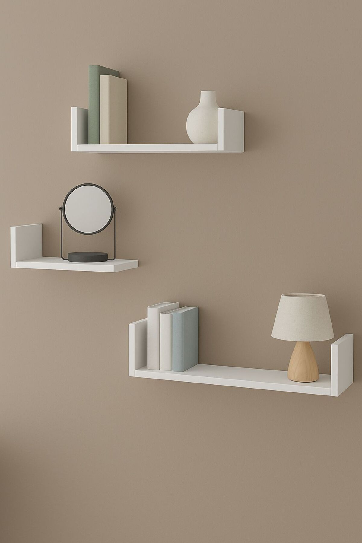 Cosack Online Modern Estetik U Şeklinde Raf 3 katlı 50*10-40*10-30*10 10*10