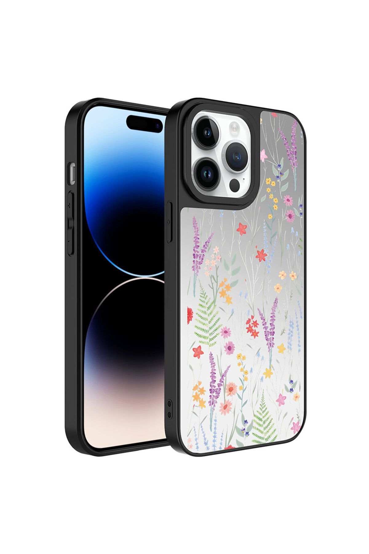 halkhouse İphone 14 Pro Max Kılıf Aynalı Desenli Kamera Korumalı Parlak Sert Silikon Esnek Renkli Mirror Kapak