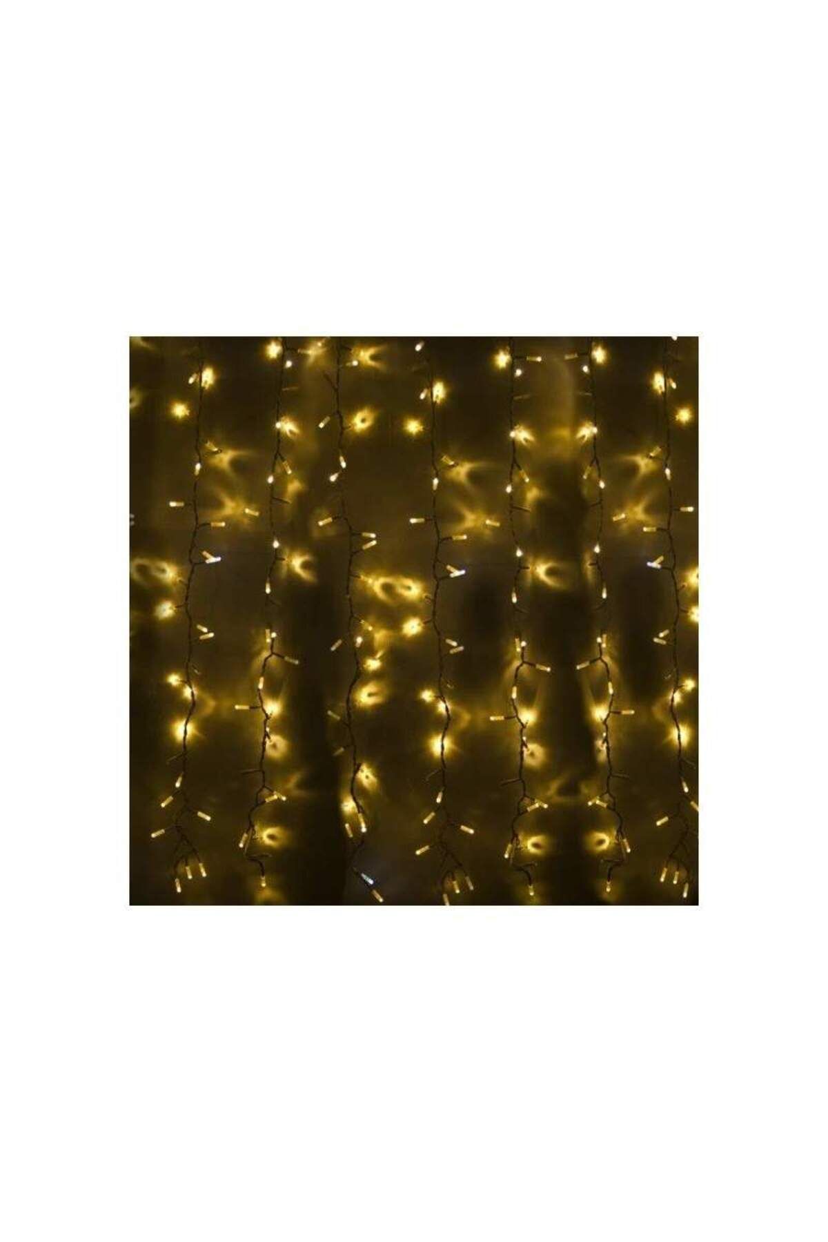 SIKS-Instalație de Crăciun, model de perdea, 8 efecte de lumină, franjuri, 300 led-uri, fir alb 3