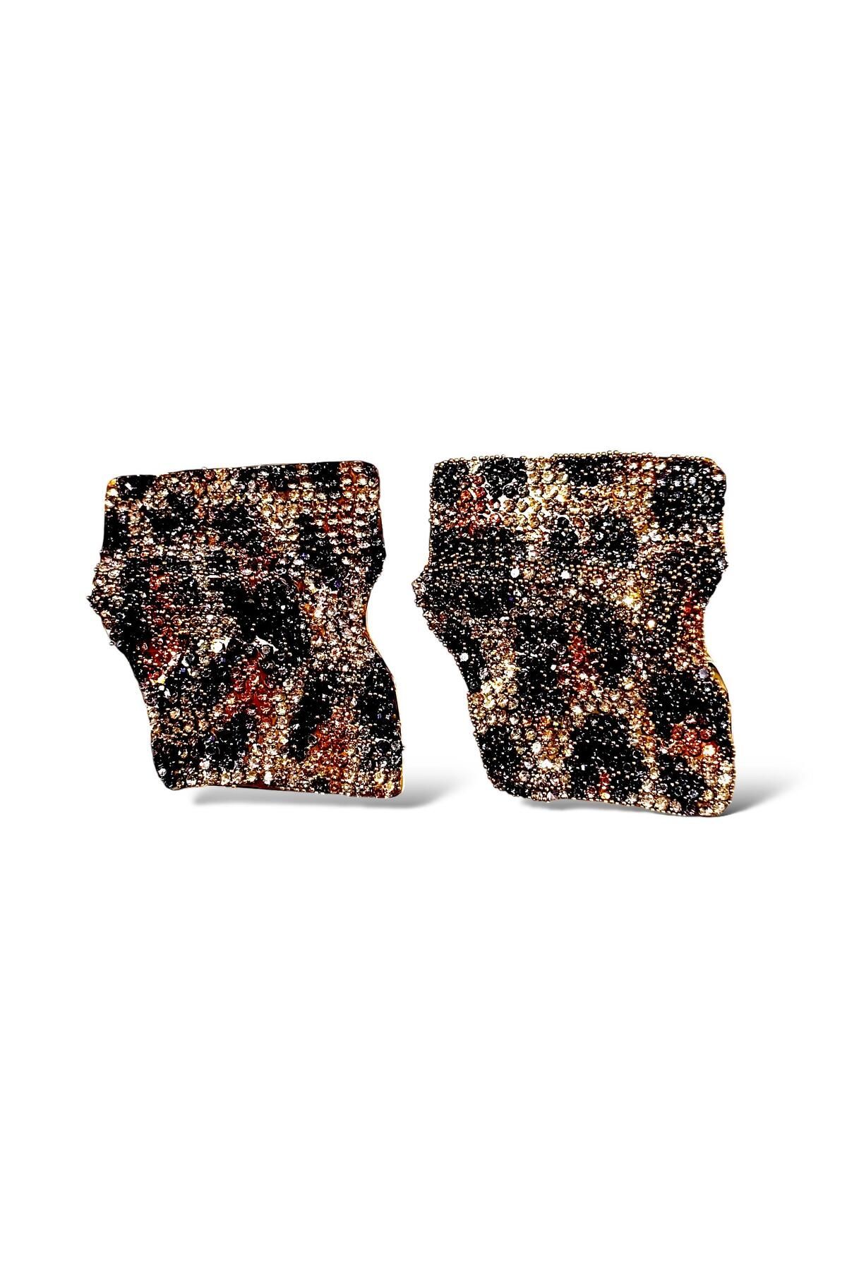 TAKISUN Zirkon Taşlı Leopar Küpe