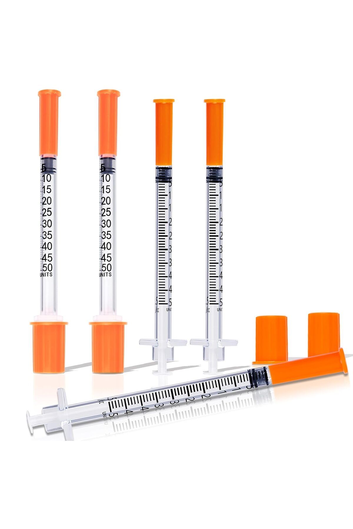 GÜMRÜK BEY Bellatech 0.5 ml. 0.5 cc İnce Enjektor İğnesi İnce İşlem İğnesi Turuncu Şırınga 100 Adet