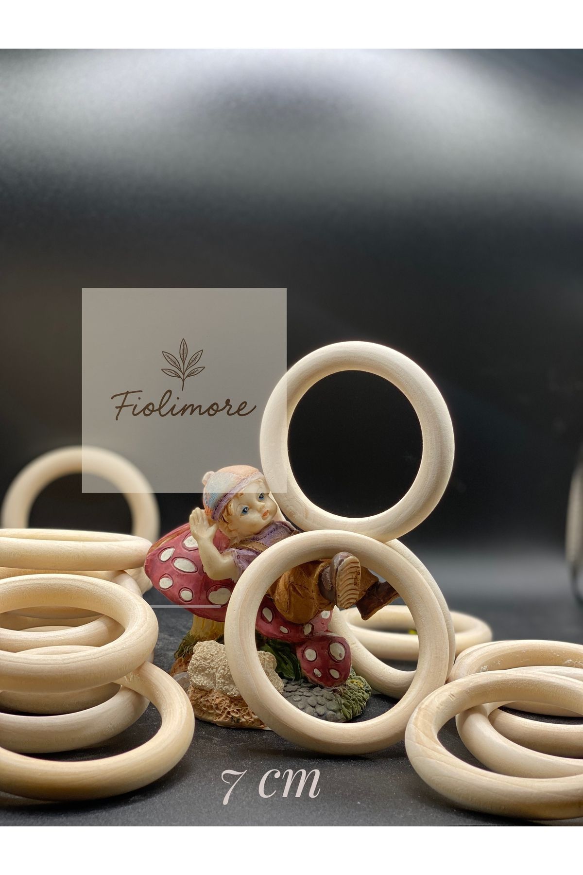 Fiolimore 7 cm Ahşap Halka-(5 Adet)-Diş Kaşıma-Amigurumi-Makrume Halka-Aksesuar-Çanta-Takı