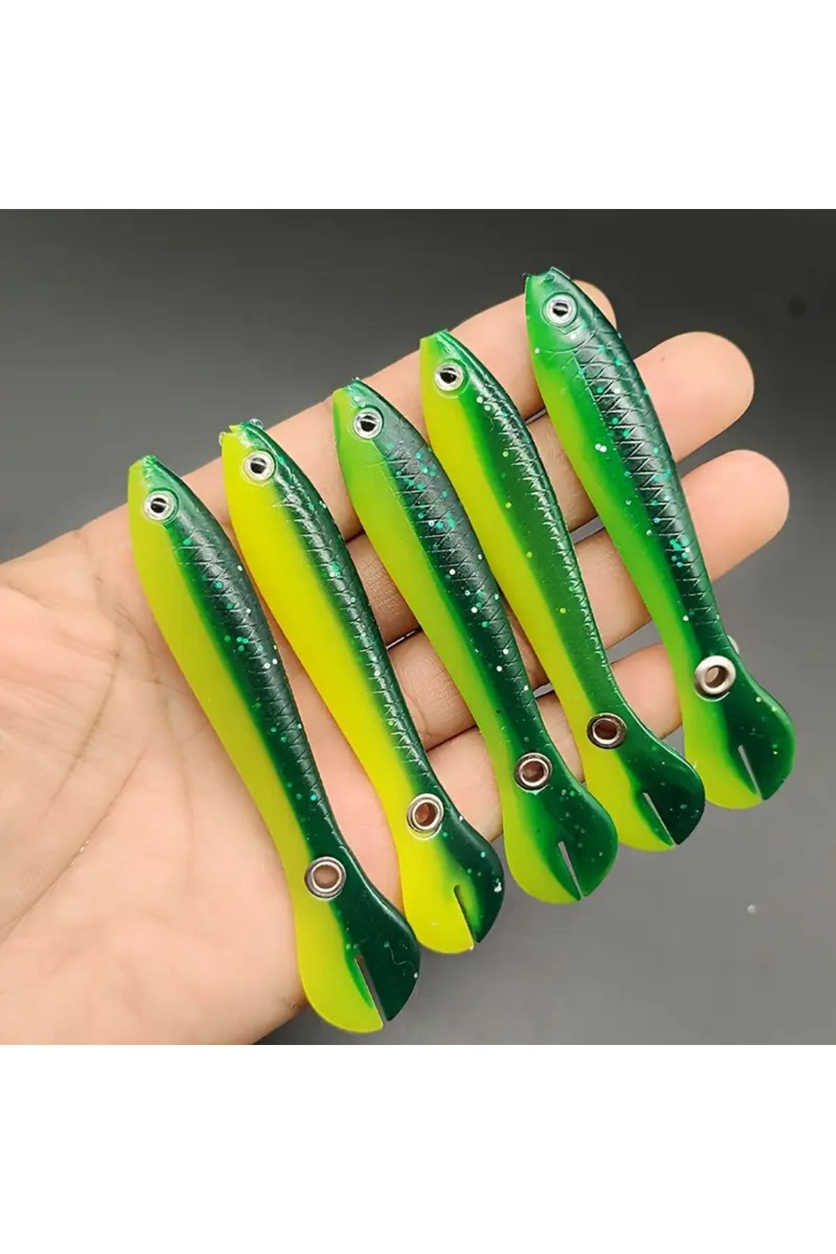 GÜMRÜK BEY 5 Adet 10cm/6 Hareket Kabiliyetli Silikon Yem Sahte. Yem Fosforlu Suni Yem