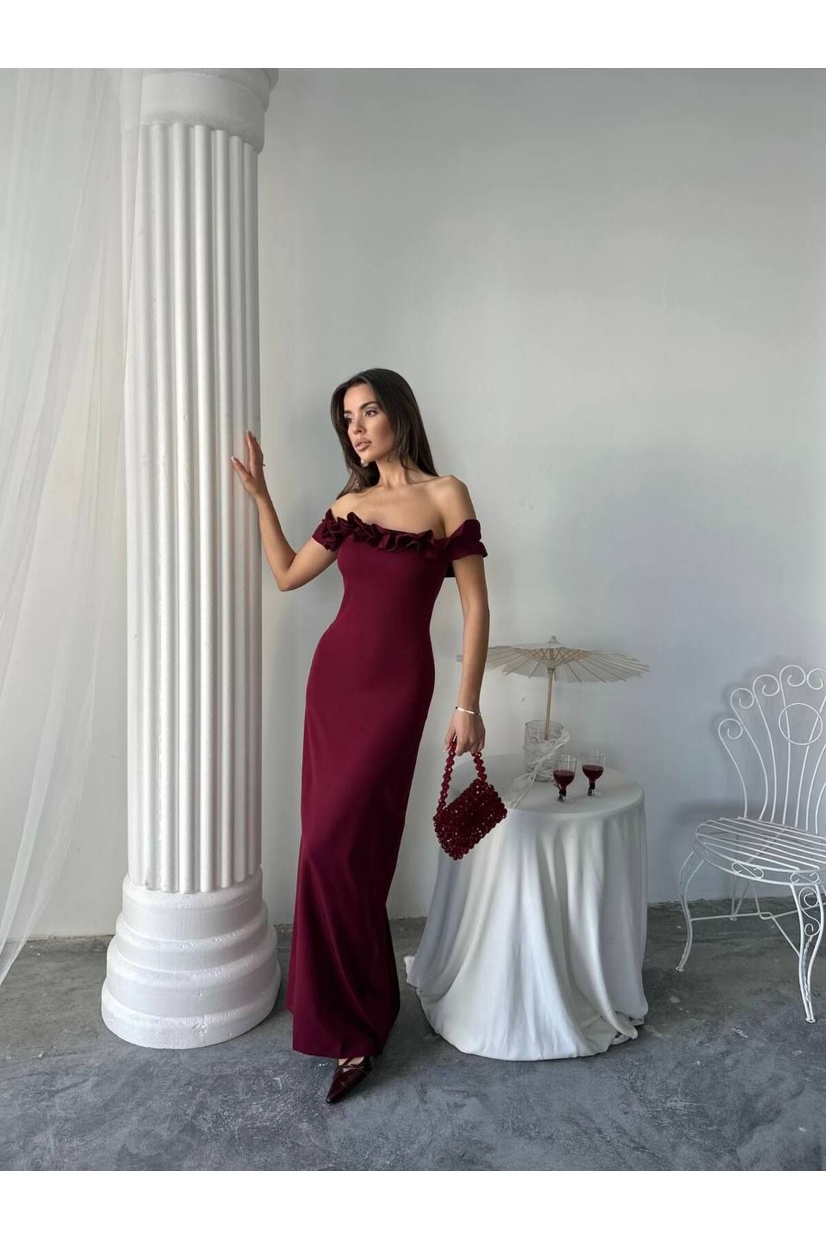 conconmoda Yuna Tasarım Uzun Atlas Elbise