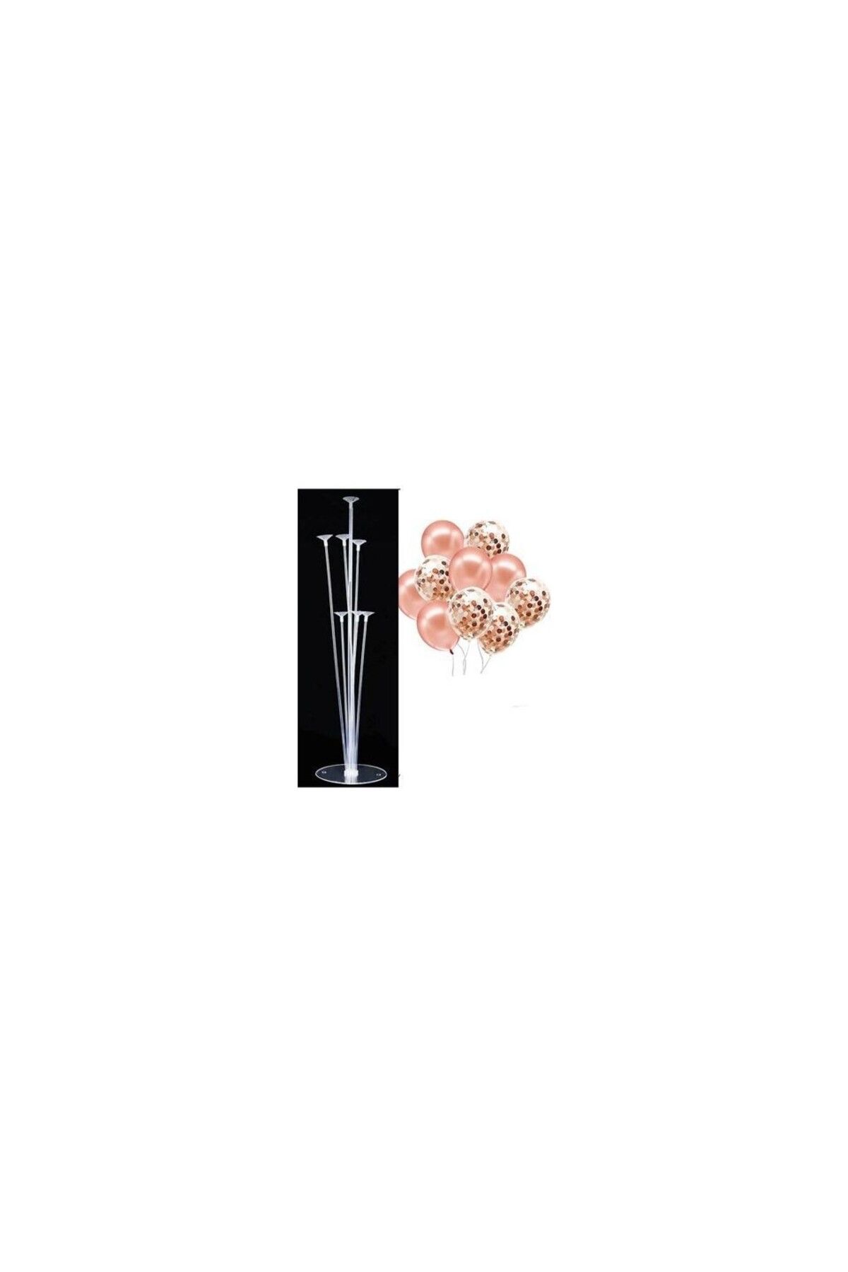 Papatya Party 7'li Balon Standı ve 10 Adet Rose Gold Şeffaf Konfetili Balon Set