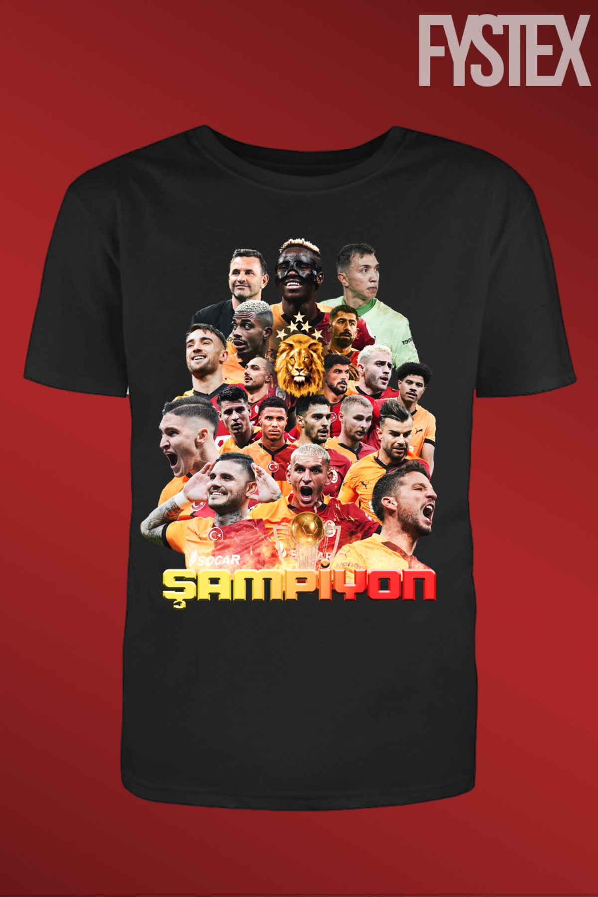 FYSTEX -GALATASARAY TAKIM TSHİRT / TİŞÖRT -25.ŞAMPİYONLUK-ŞAMPİYON TAKIM-UNİSEX-TSHİRT