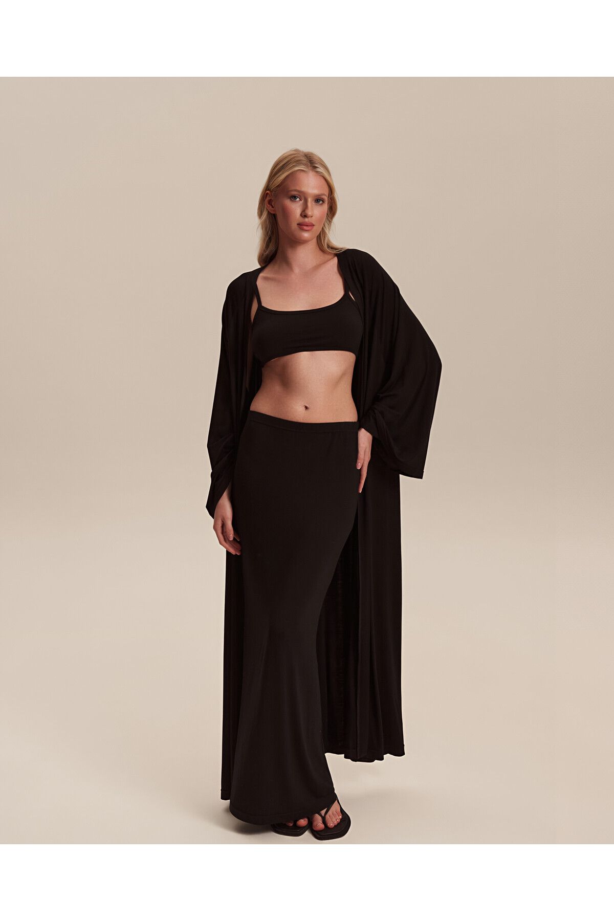 femmes fraiches Femmes Dolce Siyah Maxi Etek