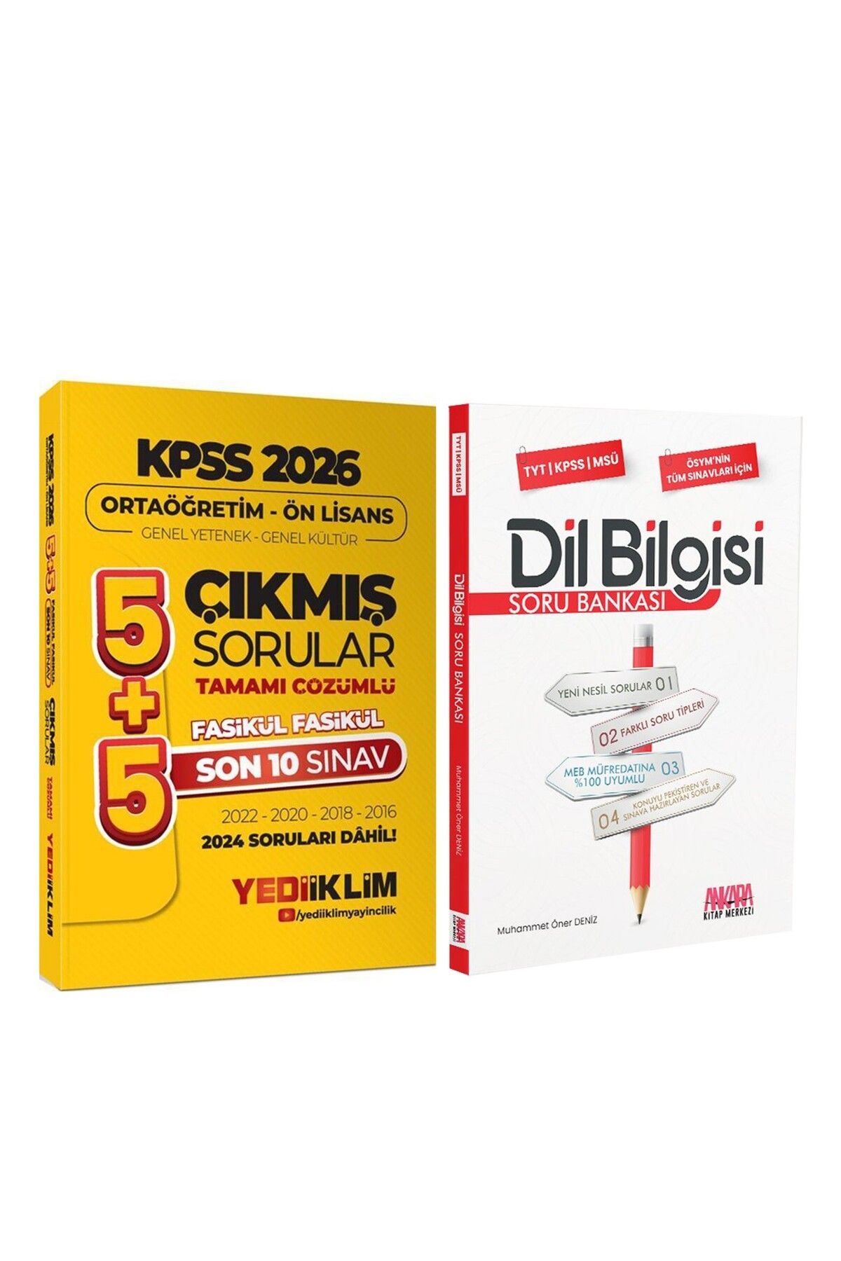 Ankara Kitap Merkezi Yediiklim 2026 KPSS Ortaöğretim Önlisans GY GK Çözümlü Son 10 Sınav Çıkmış Sorular ve AKM Dil Bilgis
