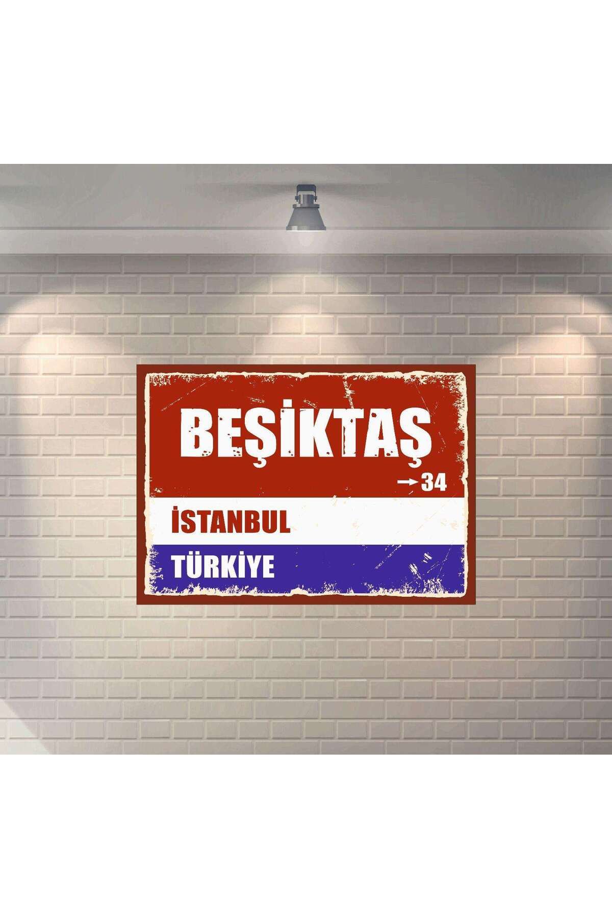 BBO REKLAM Beşiktaş Sokak Tabelası Retro MDF Duvar Dekarasyon Tablosu